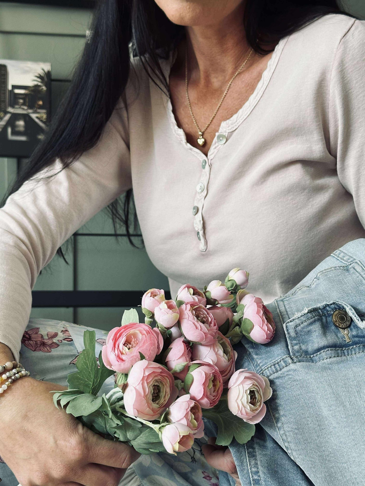 Basisbluse med knapper – Rose