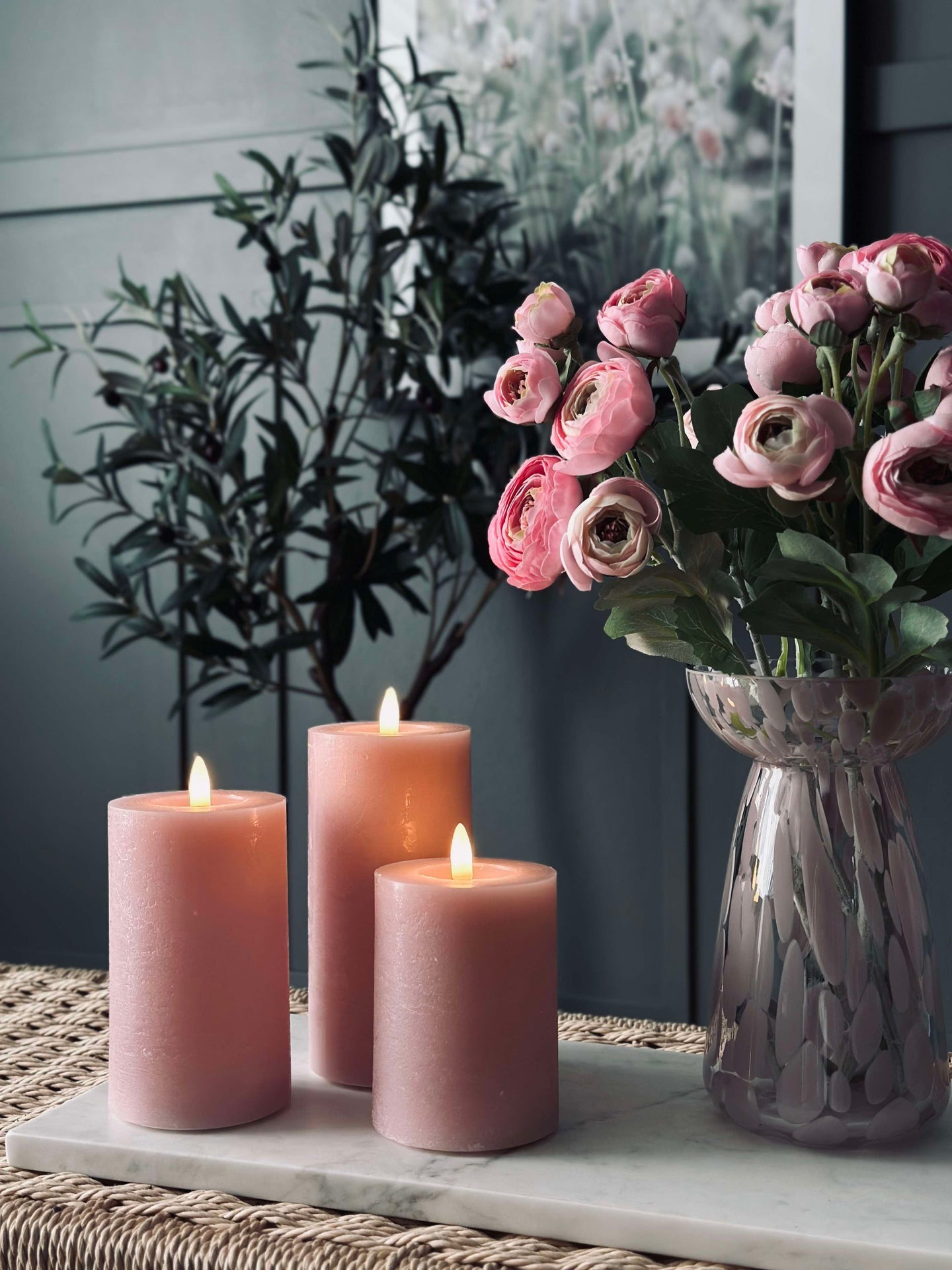 LED Kubelys / Rosa – 3 stk kubelys