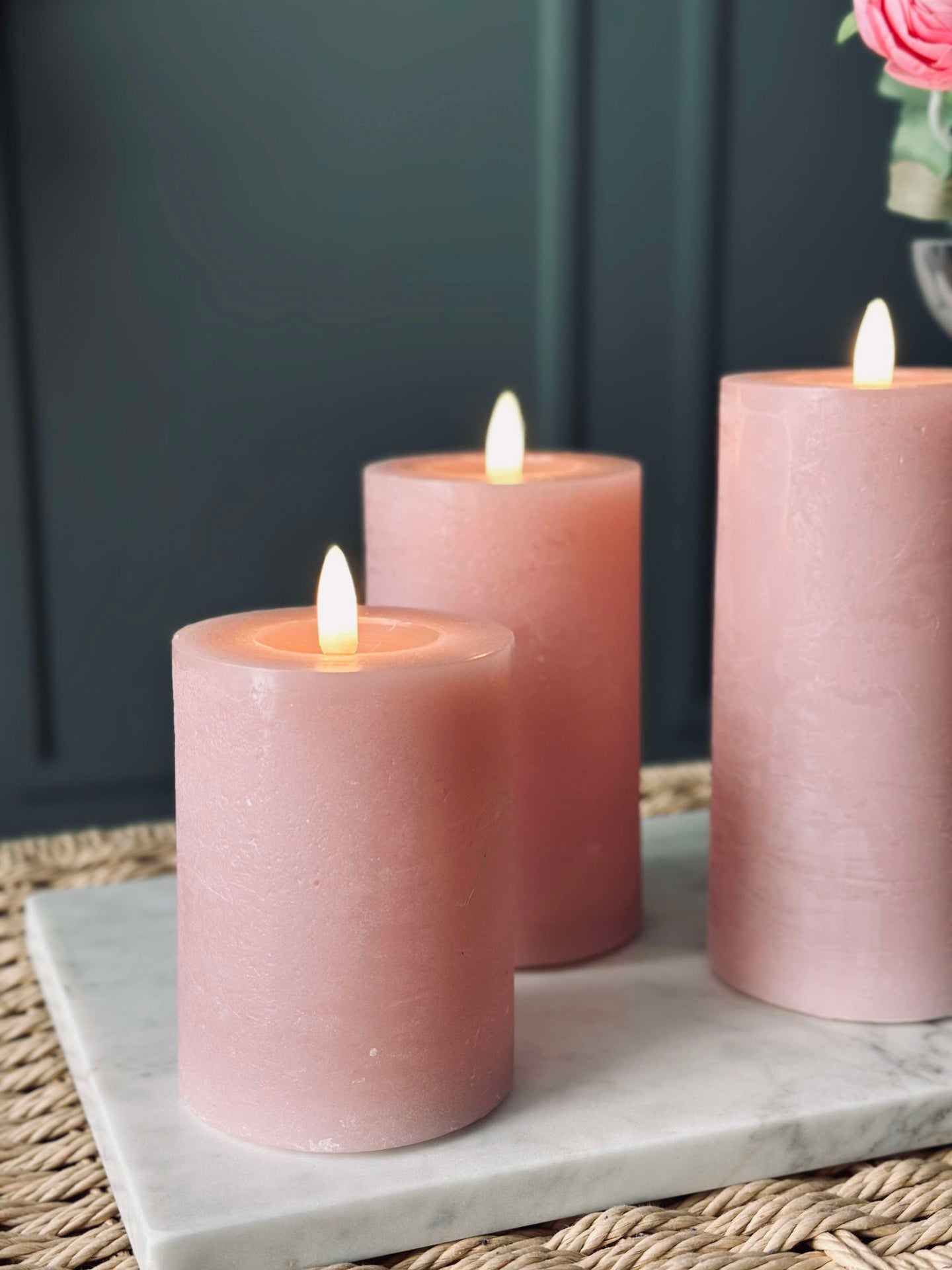 LED Kubelys / Rosa – 3 stk kubelys