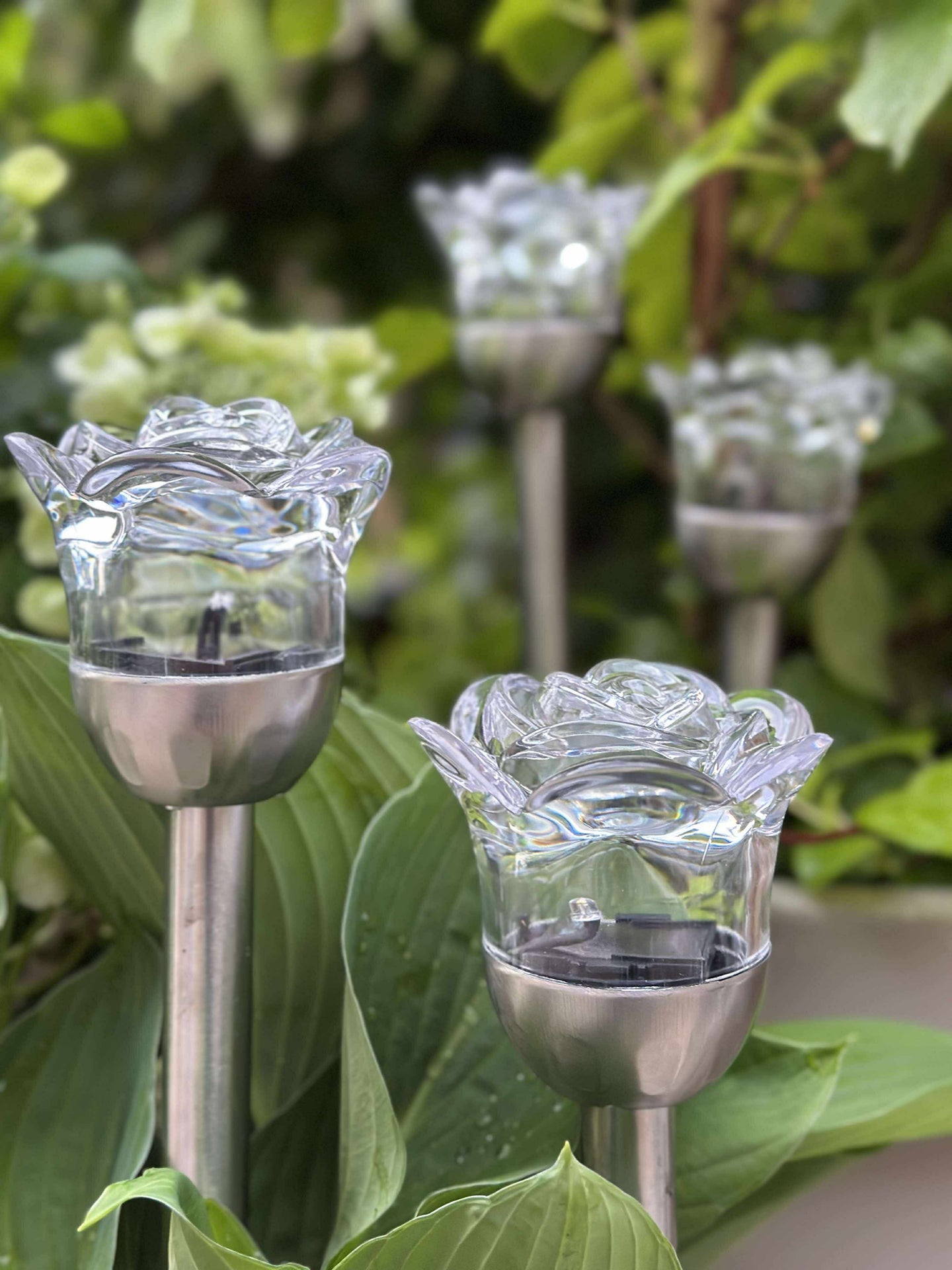Fakkel med solceller FLOWER – Sett med 4 stk