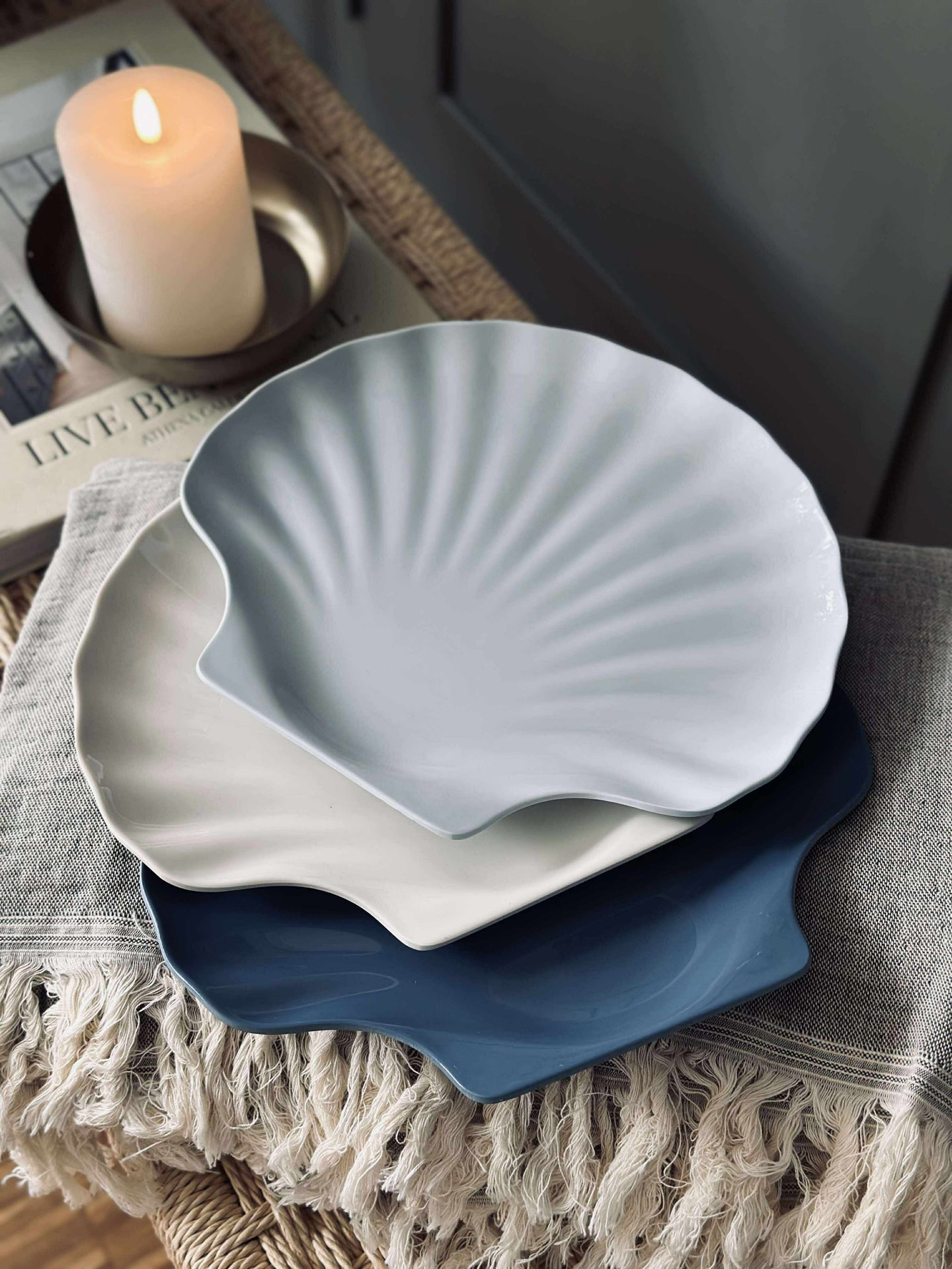 Tallerken i melamin - Lys blå musling