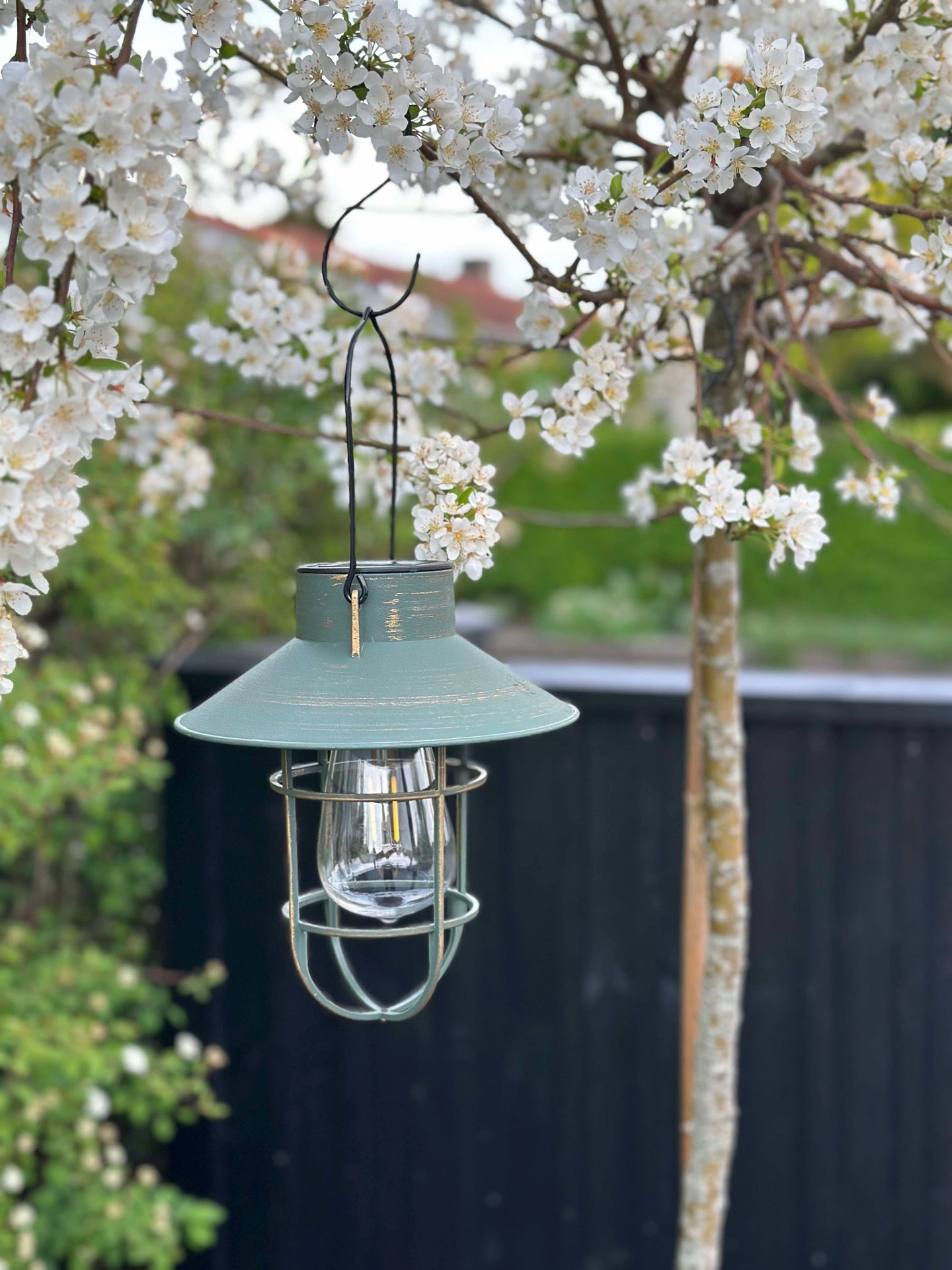 Solar lampe med oppheng - Grønn / gull