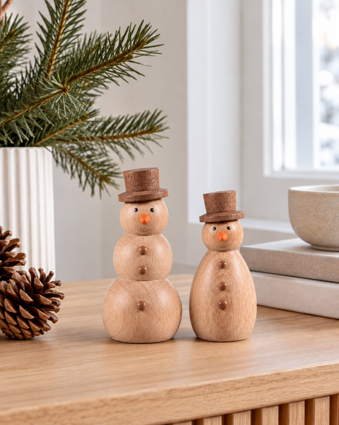 Snømann - wood – dekorativ figur