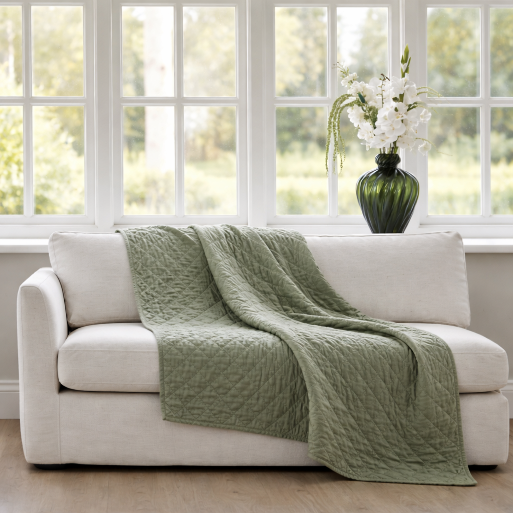 Plaid Quilt - Green Stonewashed