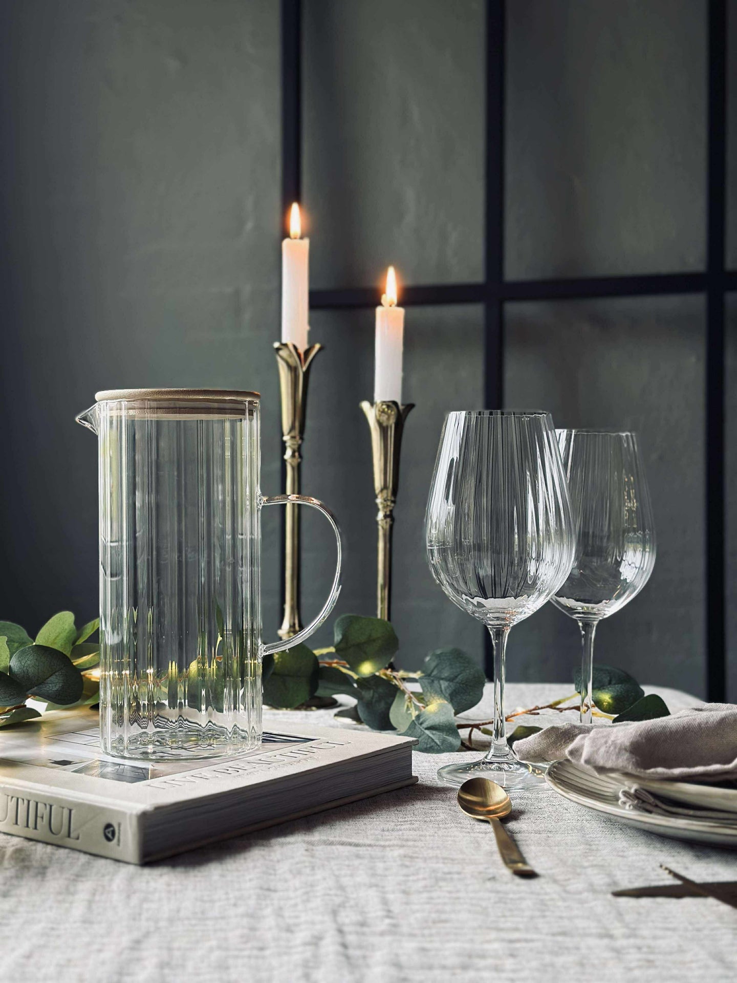 Glasskanne med bambuslokk