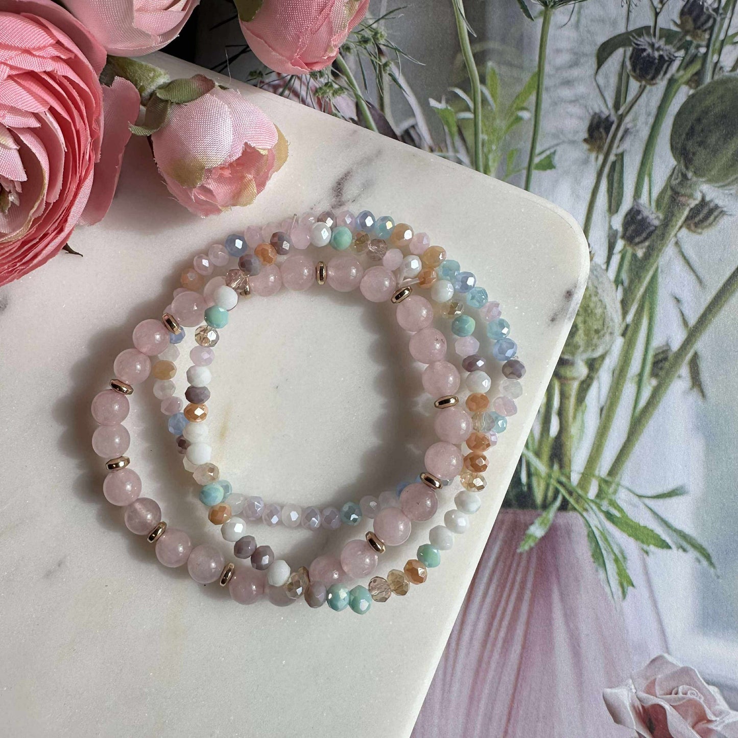 Armbånd Luna Soft pink – Sett med 3 stk