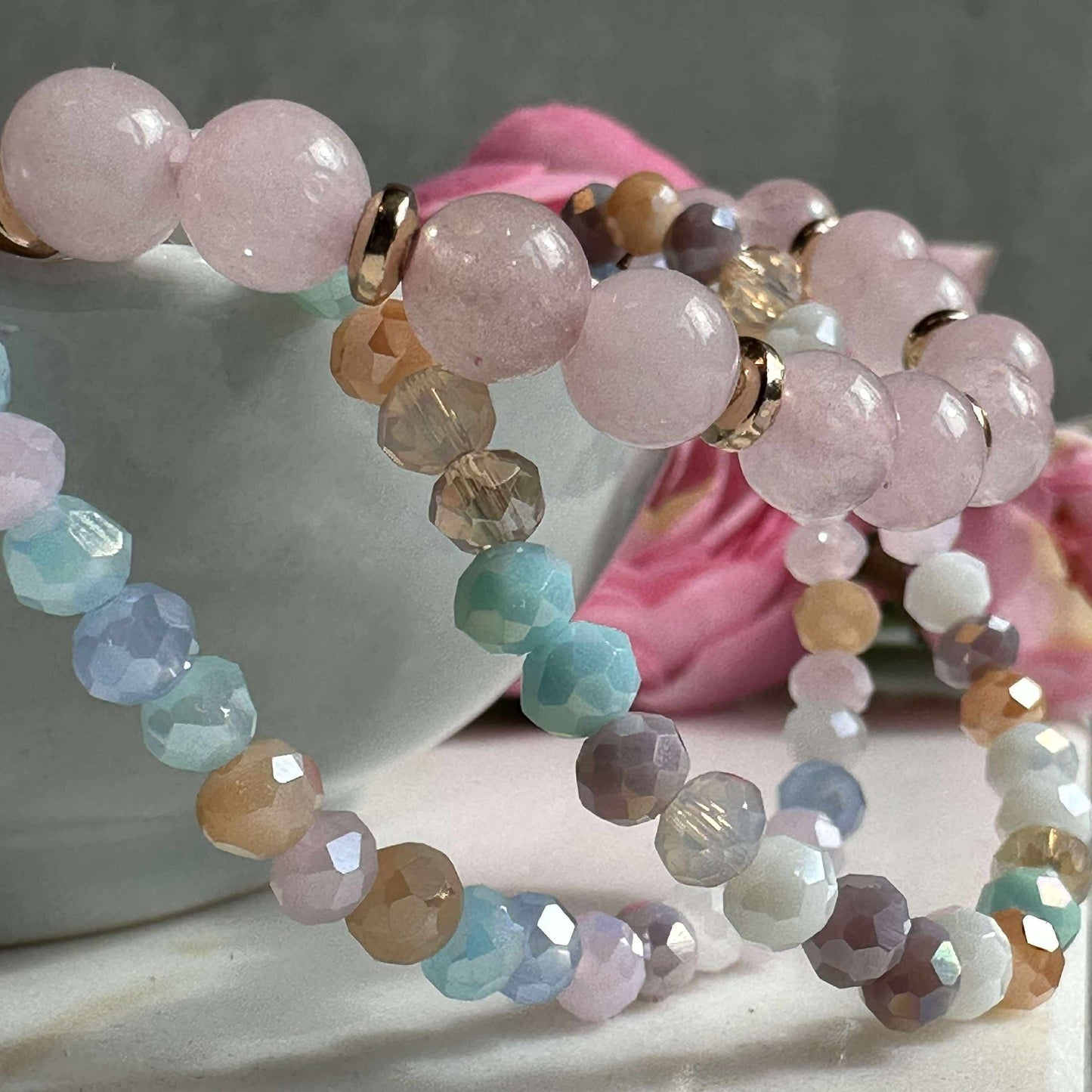 Armbånd Luna Soft pink – Sett med 3 stk