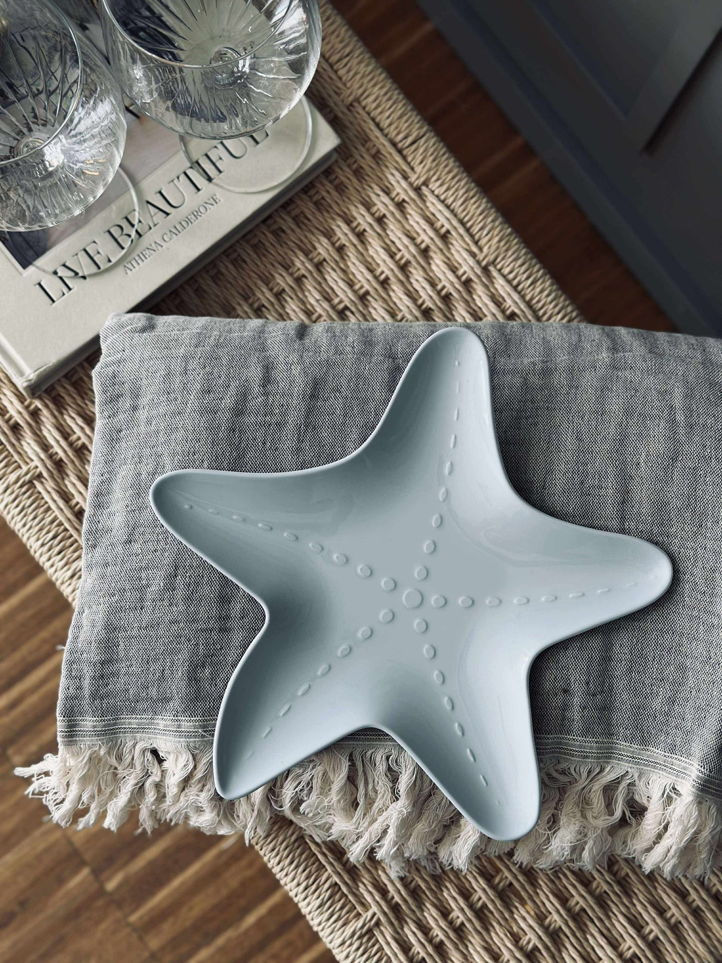 Tallerken i melamin - Lys blå sjøstjerne