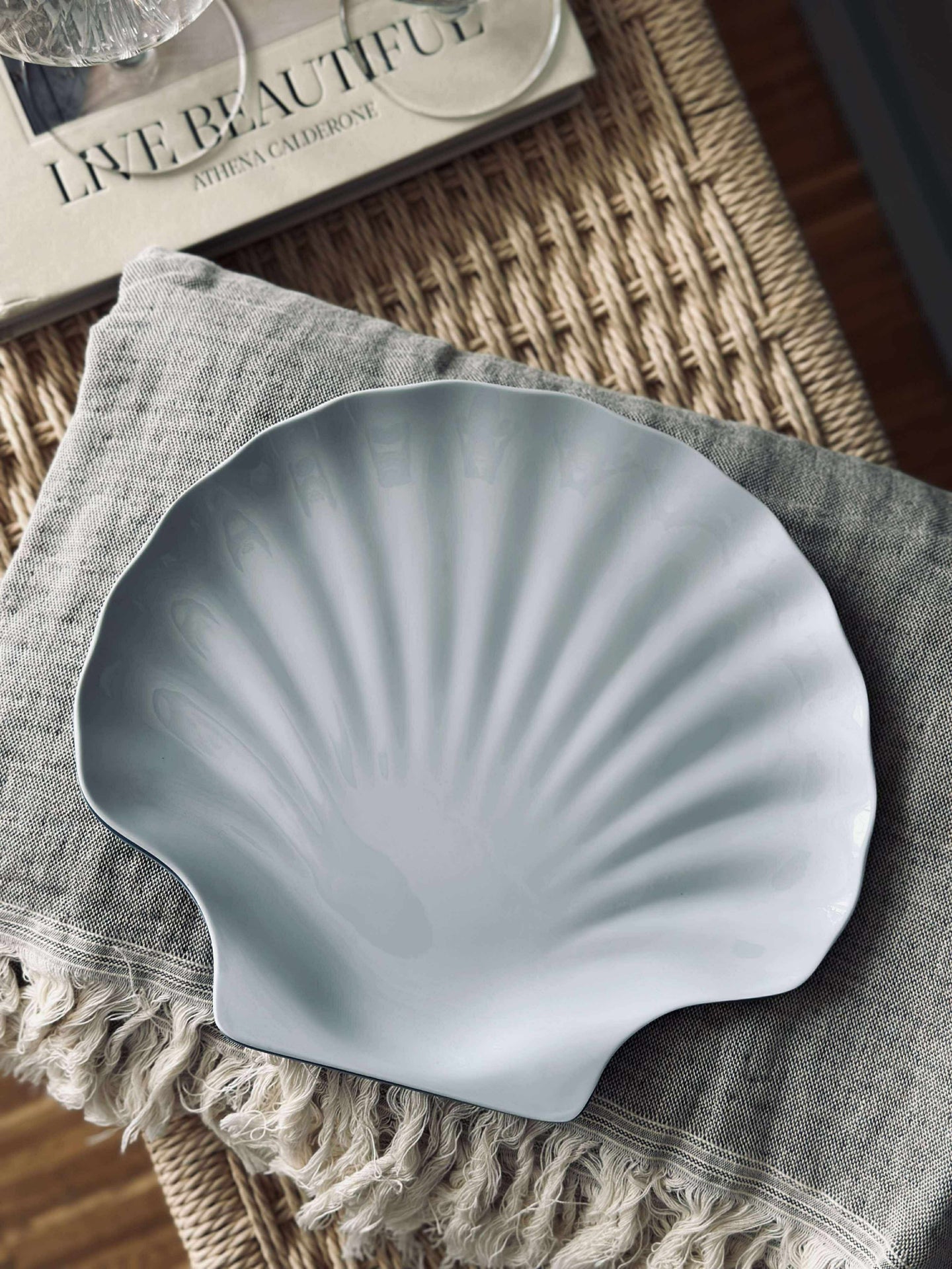 Tallerken i melamin - Lys blå musling