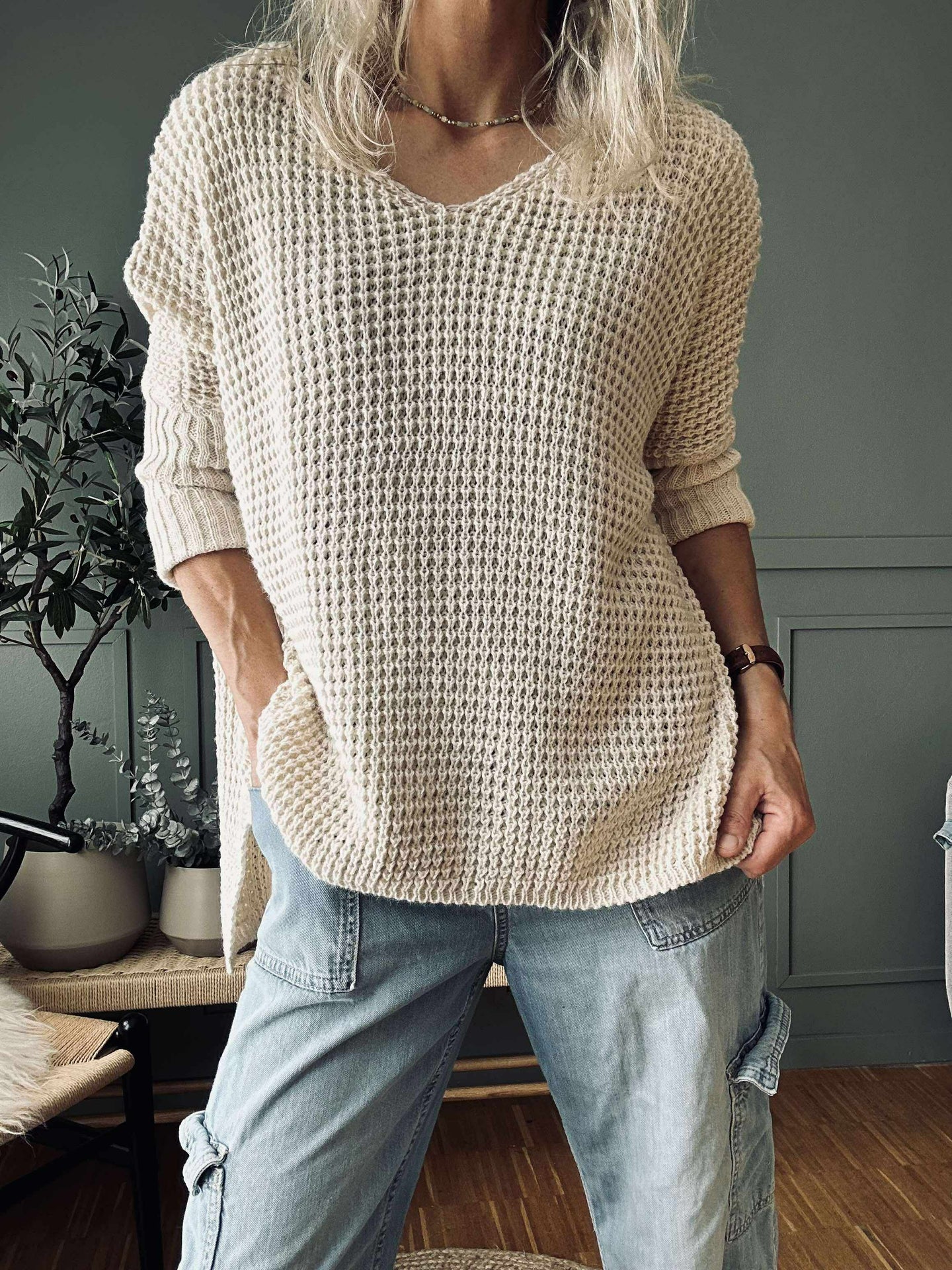 Strikk MILLE beige – Onesize
