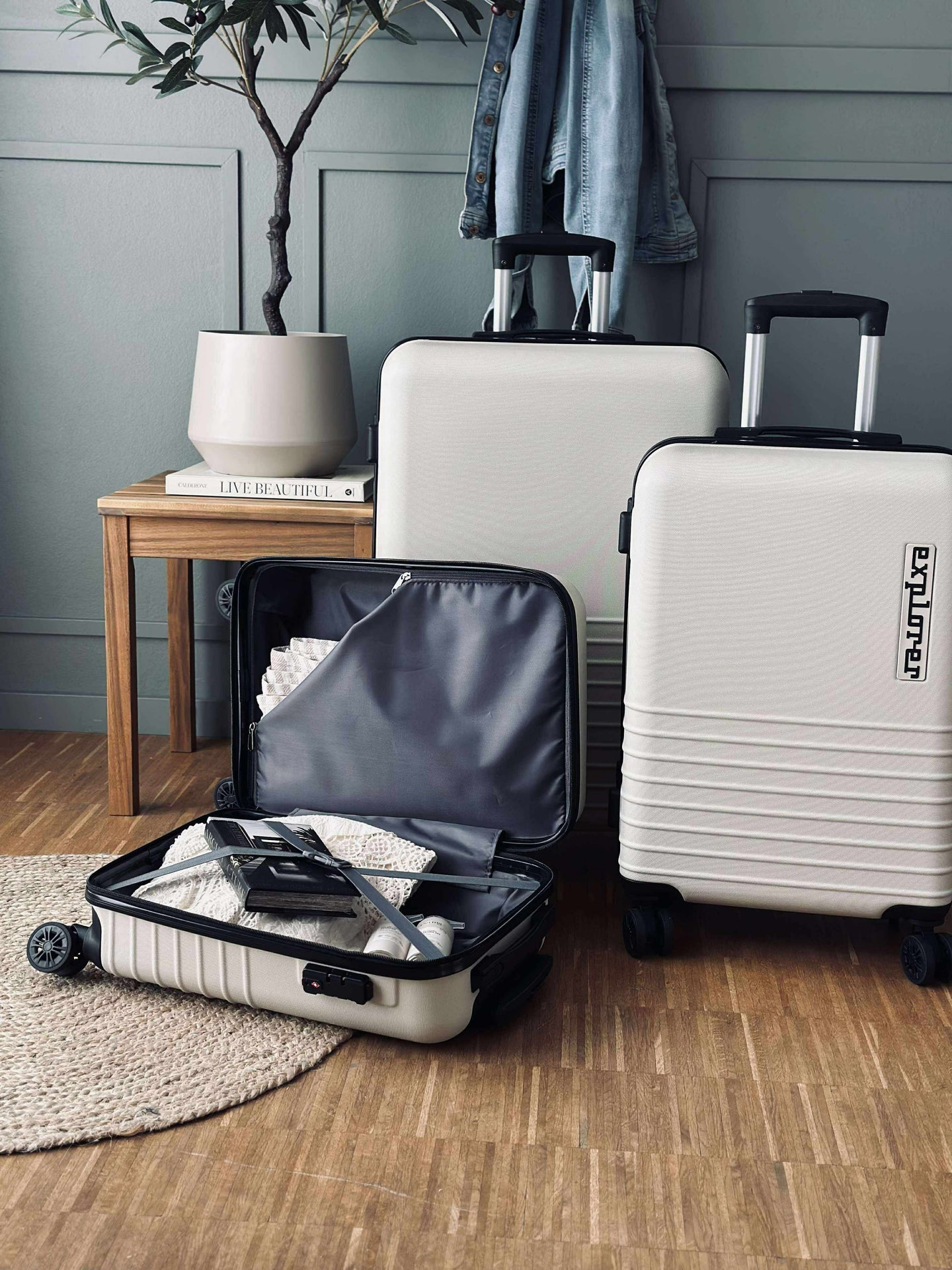 Koffertsett med 3 stk – Beige