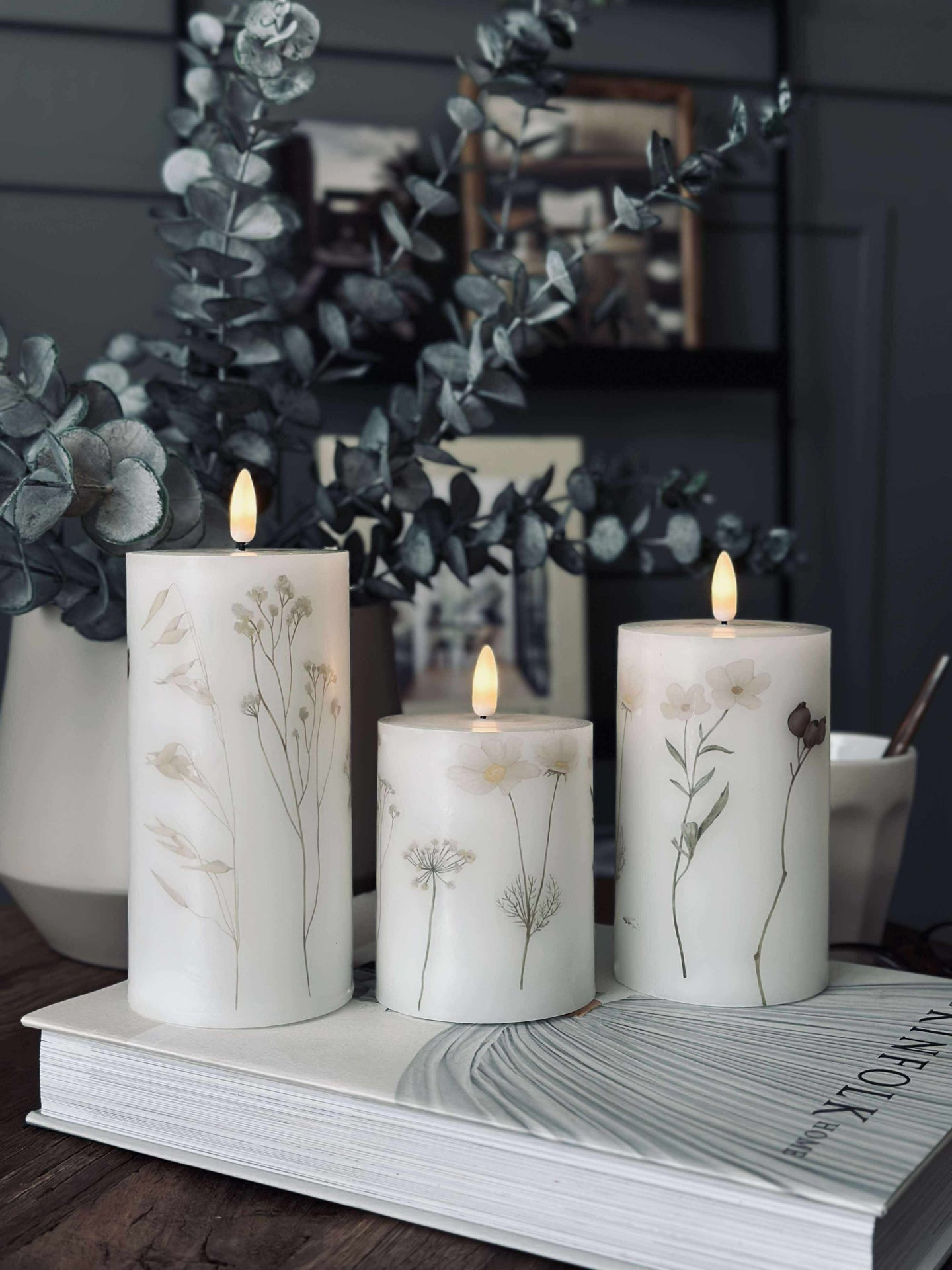 LED blokklys FLOWER – Sett m. 3 stk og fjernkontroll