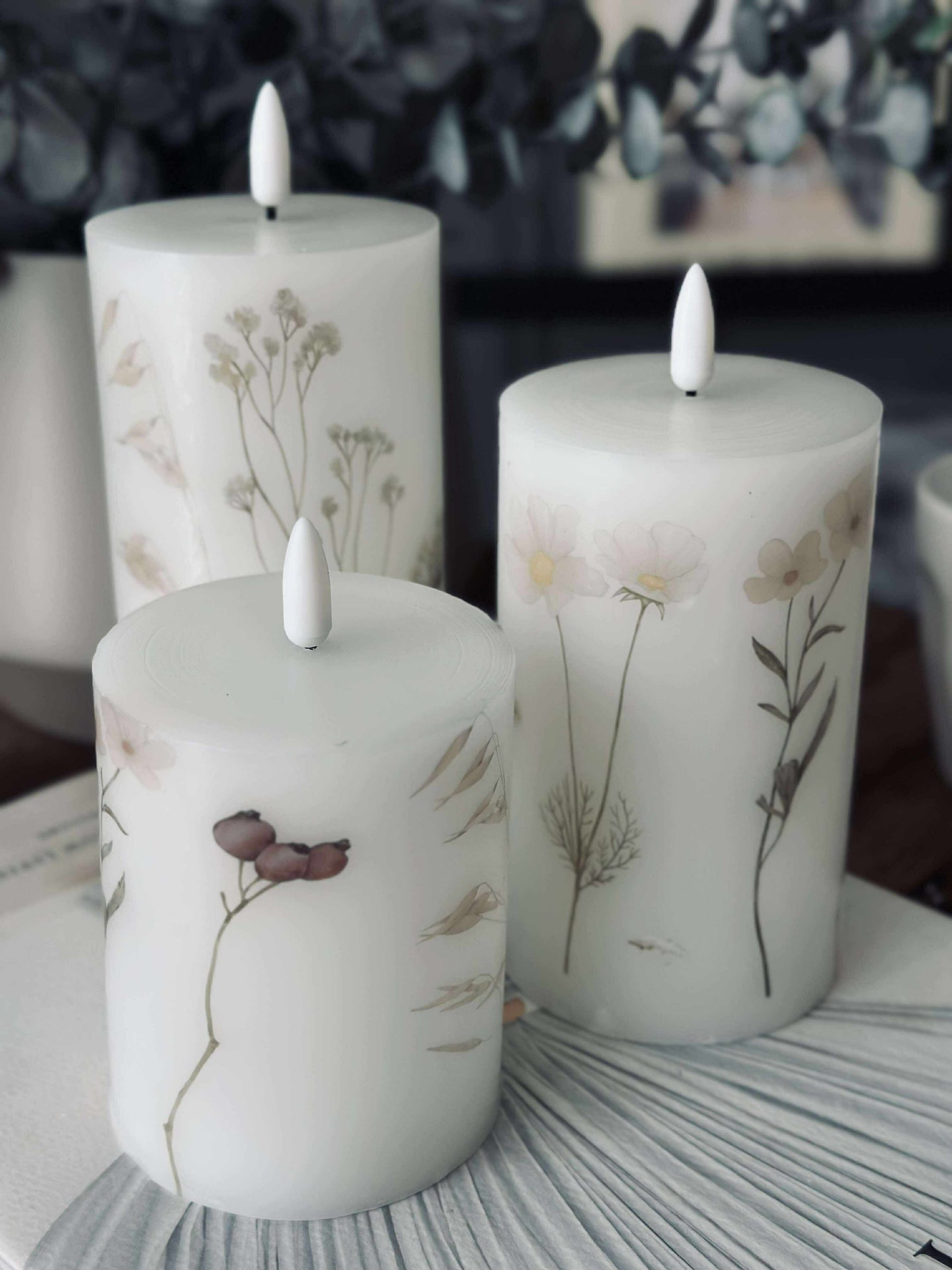 LED blokklys FLOWER – Sett m. 3 stk og fjernkontroll