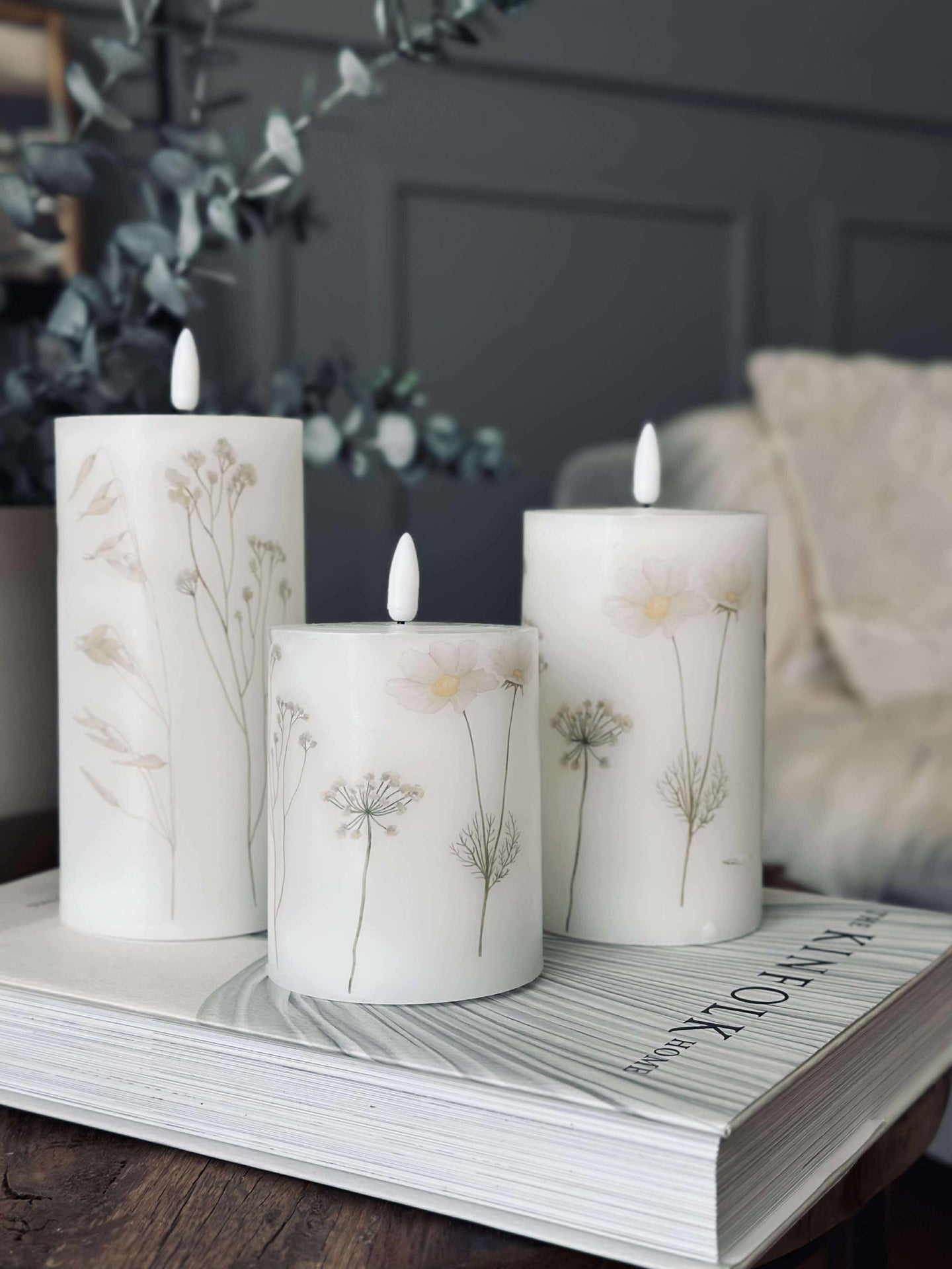 LED blokklys FLOWER – Sett m. 3 stk og fjernkontroll