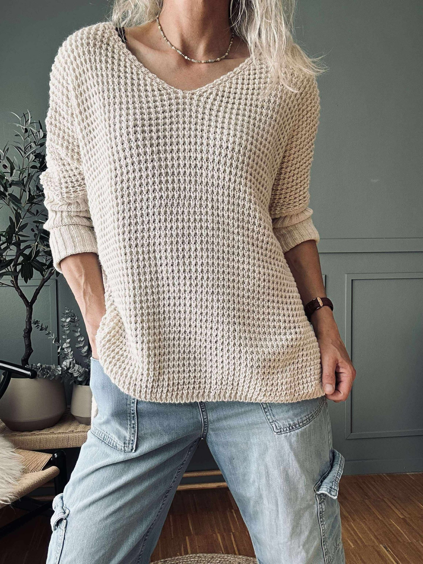 Strikk MILLE beige – Onesize