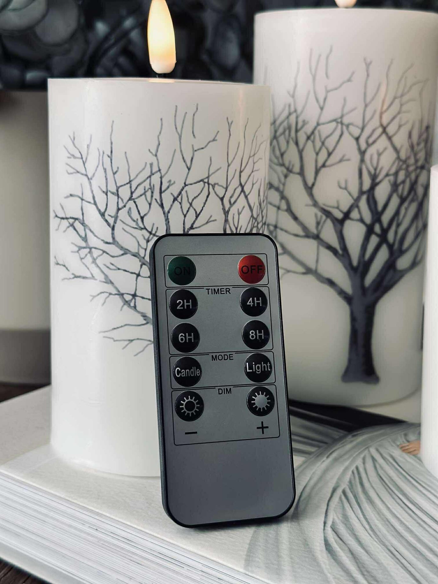 LED blokklys Nature – Sett m. 3 stk og fjernkontroll