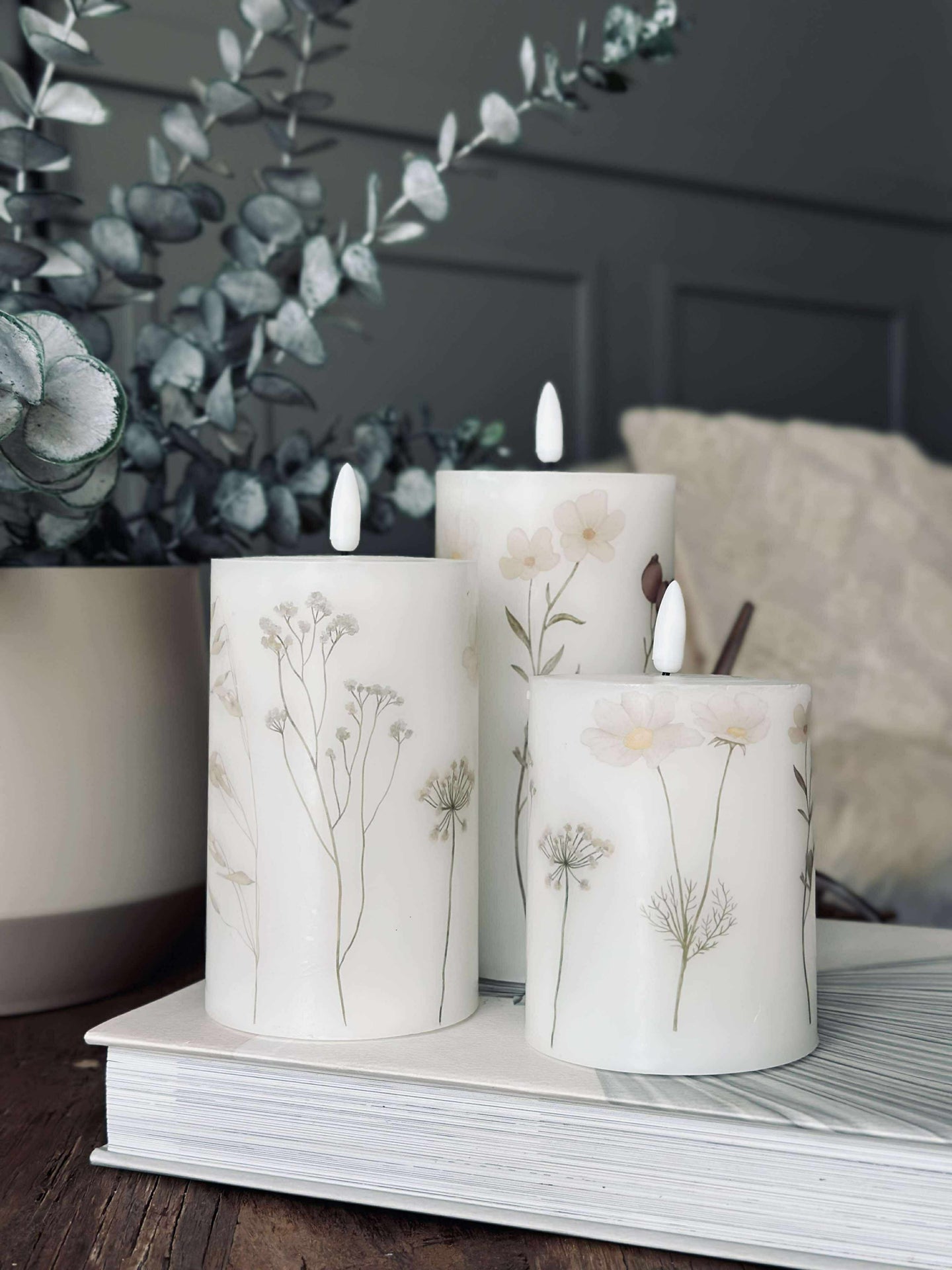 LED blokklys FLOWER – Sett m. 3 stk og fjernkontroll