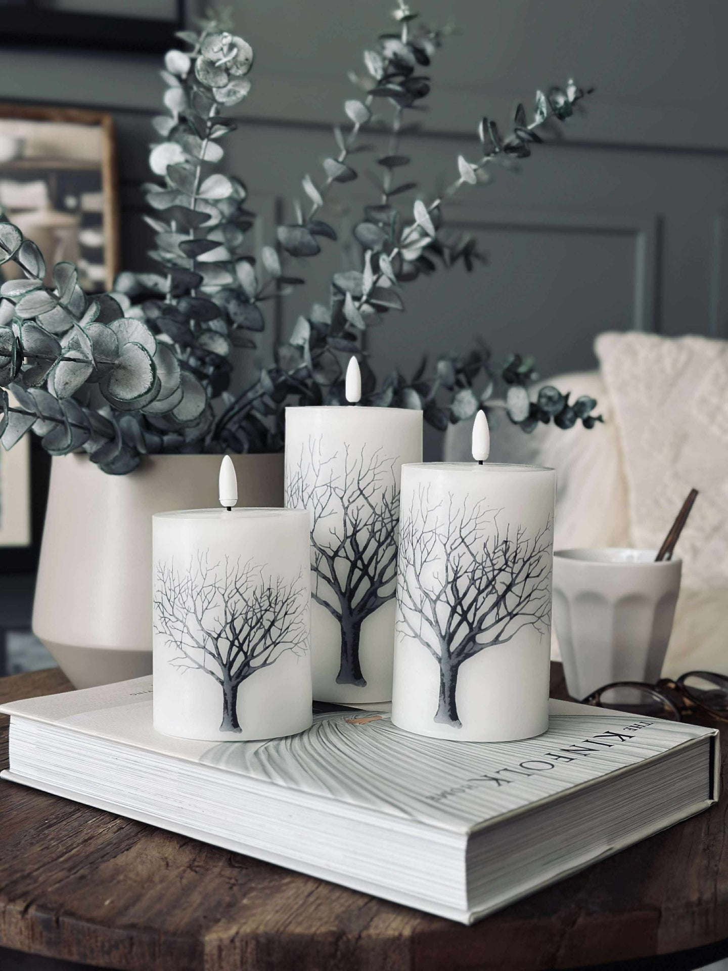 LED blokklys Natur – Sett med 3 stk og fjernkontroll