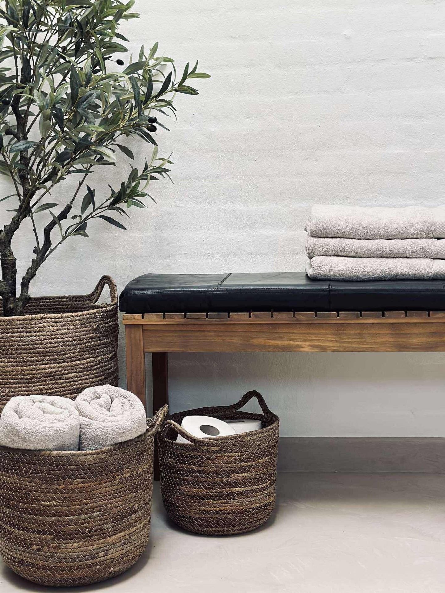 Sittepute i lær Tokyo - 118 cm Svart