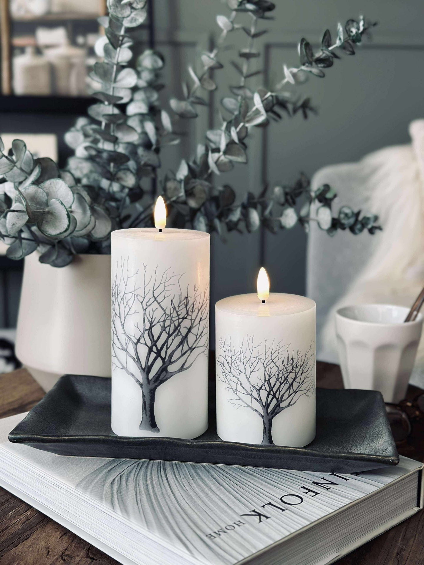 LED blokklys Natur – Sett med 3 stk og fjernkontroll