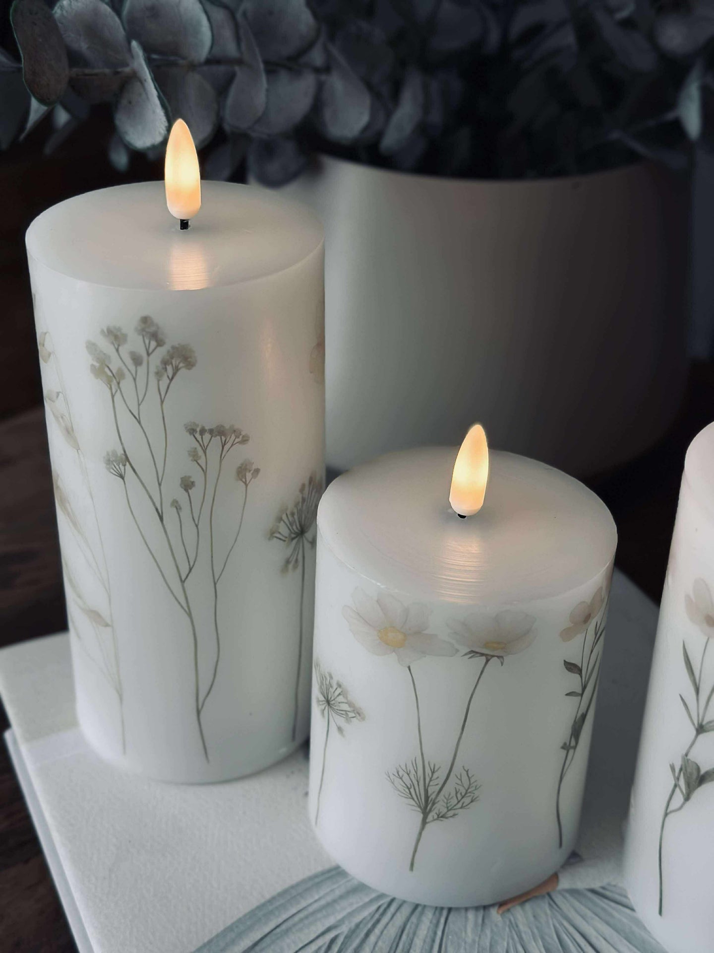 LED blokklys FLOWER – Sett m. 3 stk og fjernkontroll