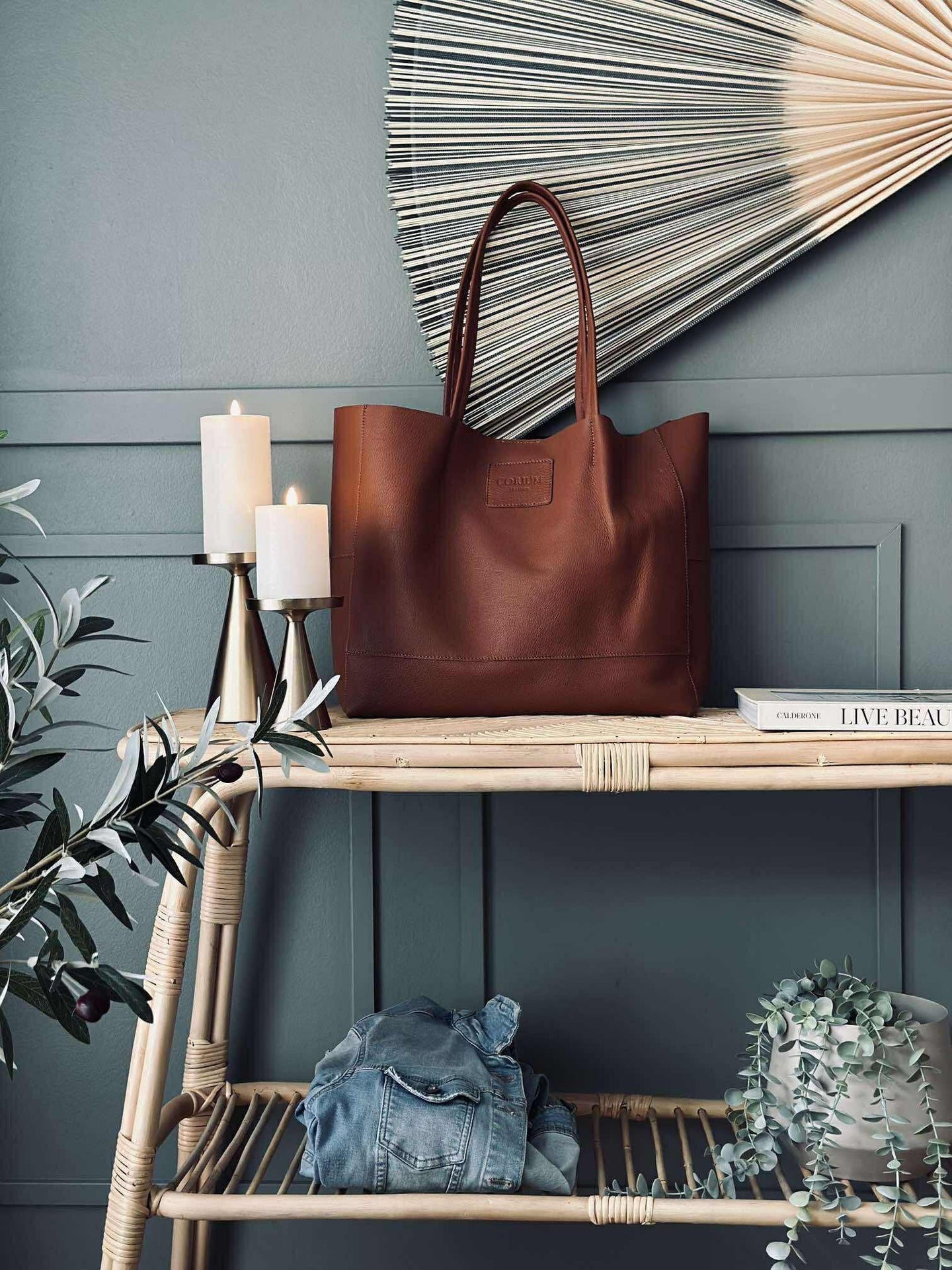 Shopper Daily i mykt skinn - Cognac