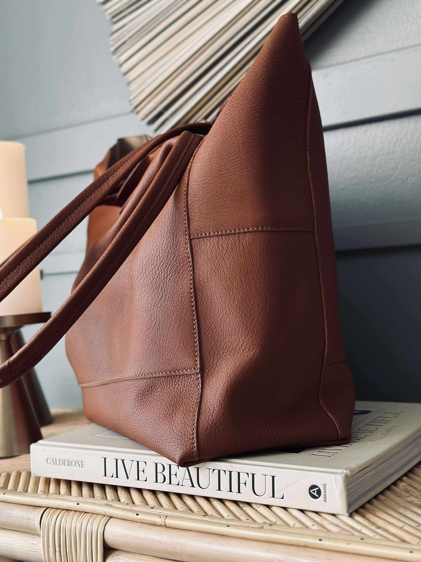 Shopper Daily i mykt skinn - Cognac