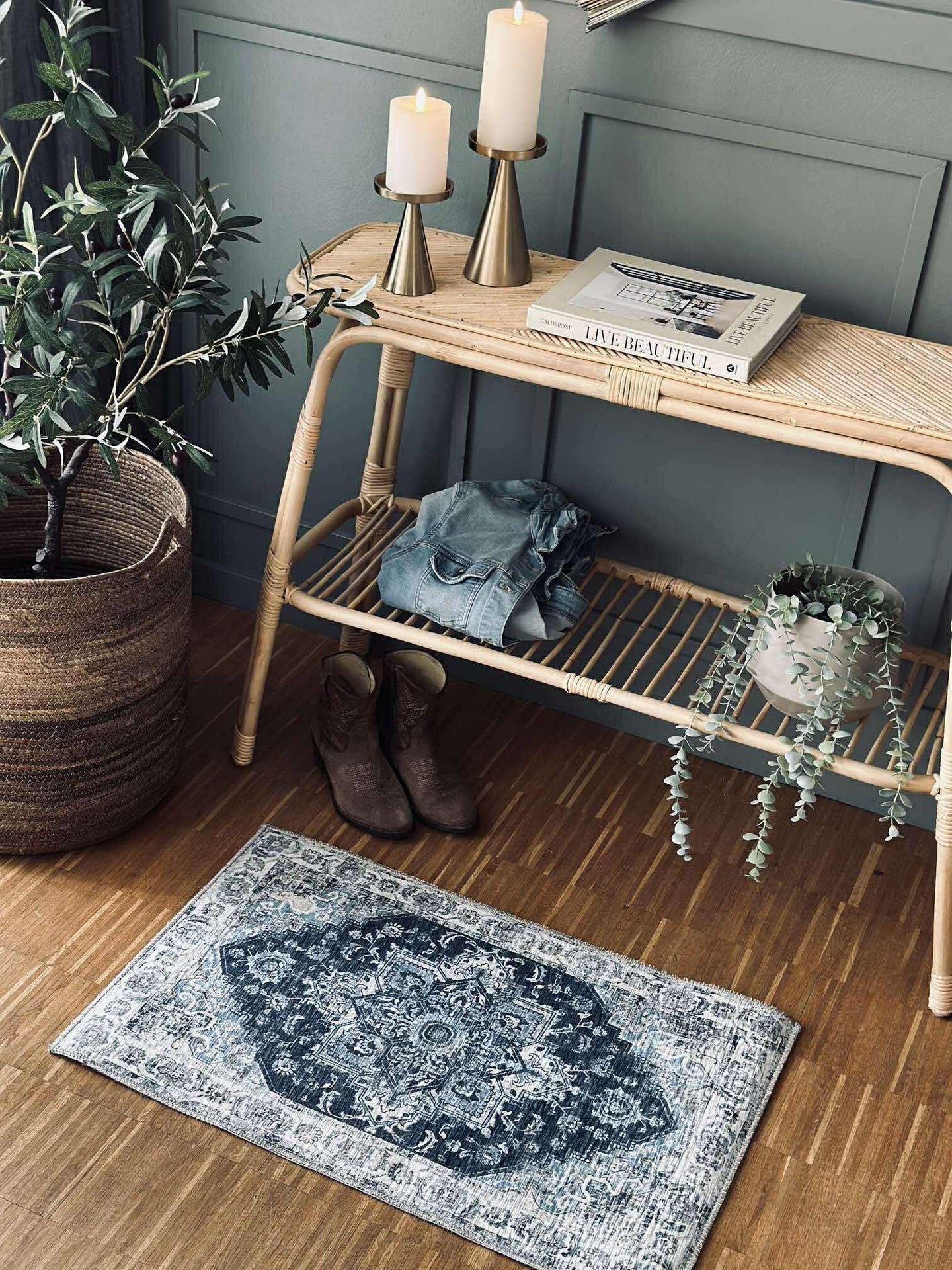 Dørmatte vintagelook Blå 50x80 cm