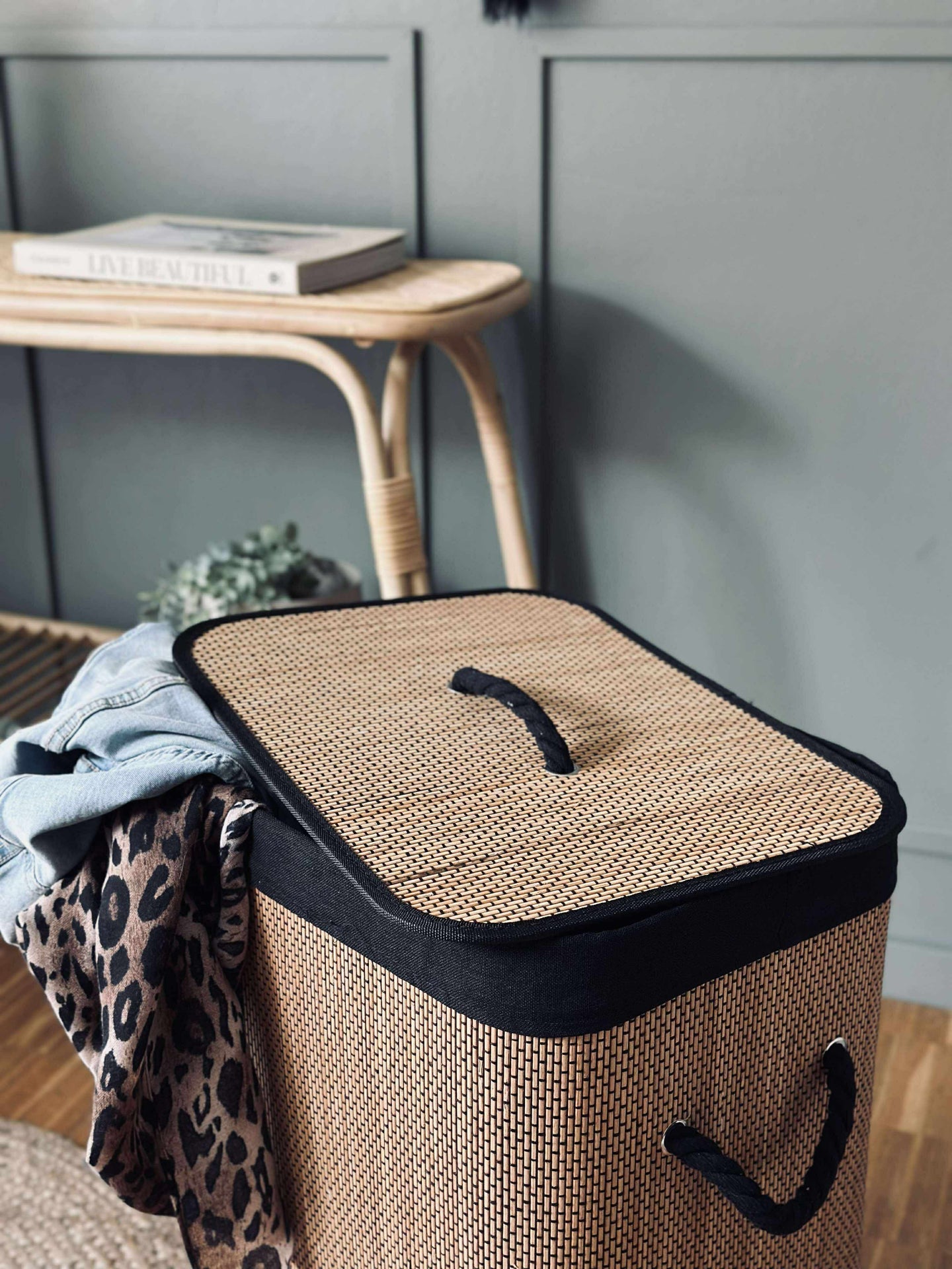 Skittentøyskurv i bambus - Svart