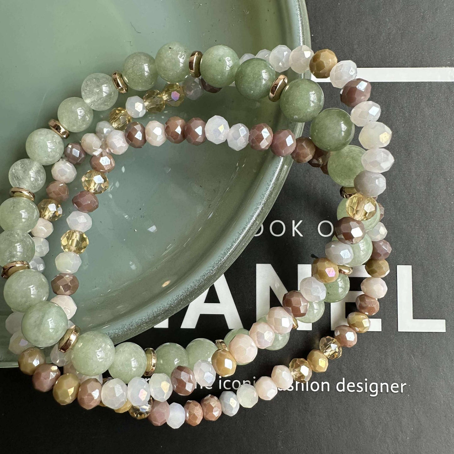 Armbånd Luna Jade Green – Sett med 3 stk
