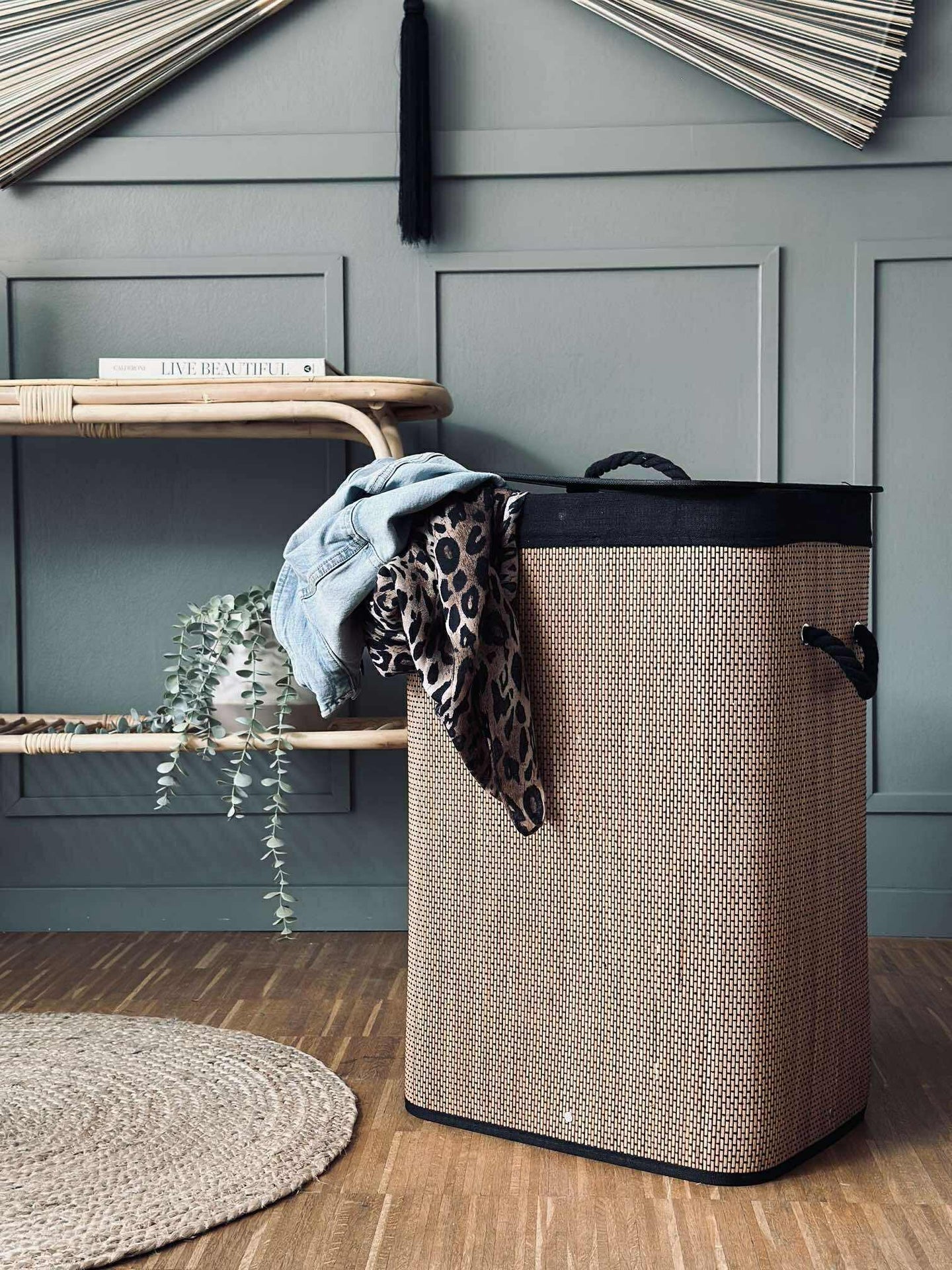 Skittentøyskurv i bambus - Svart