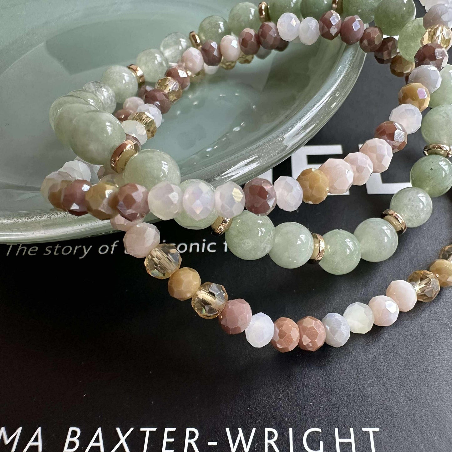 Armbånd Luna Jade Green – Sett med 3 stk