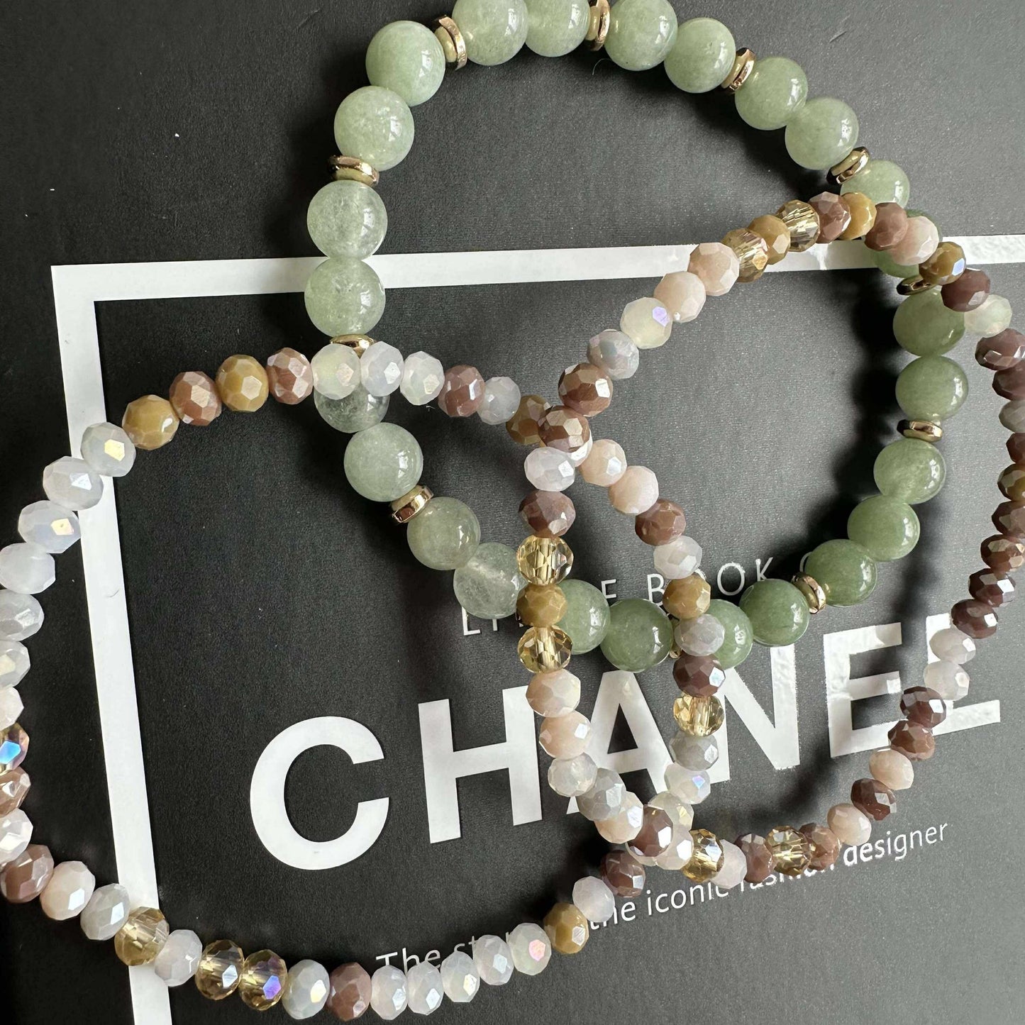 Armbånd Luna Jade Green – Sett med 3 stk