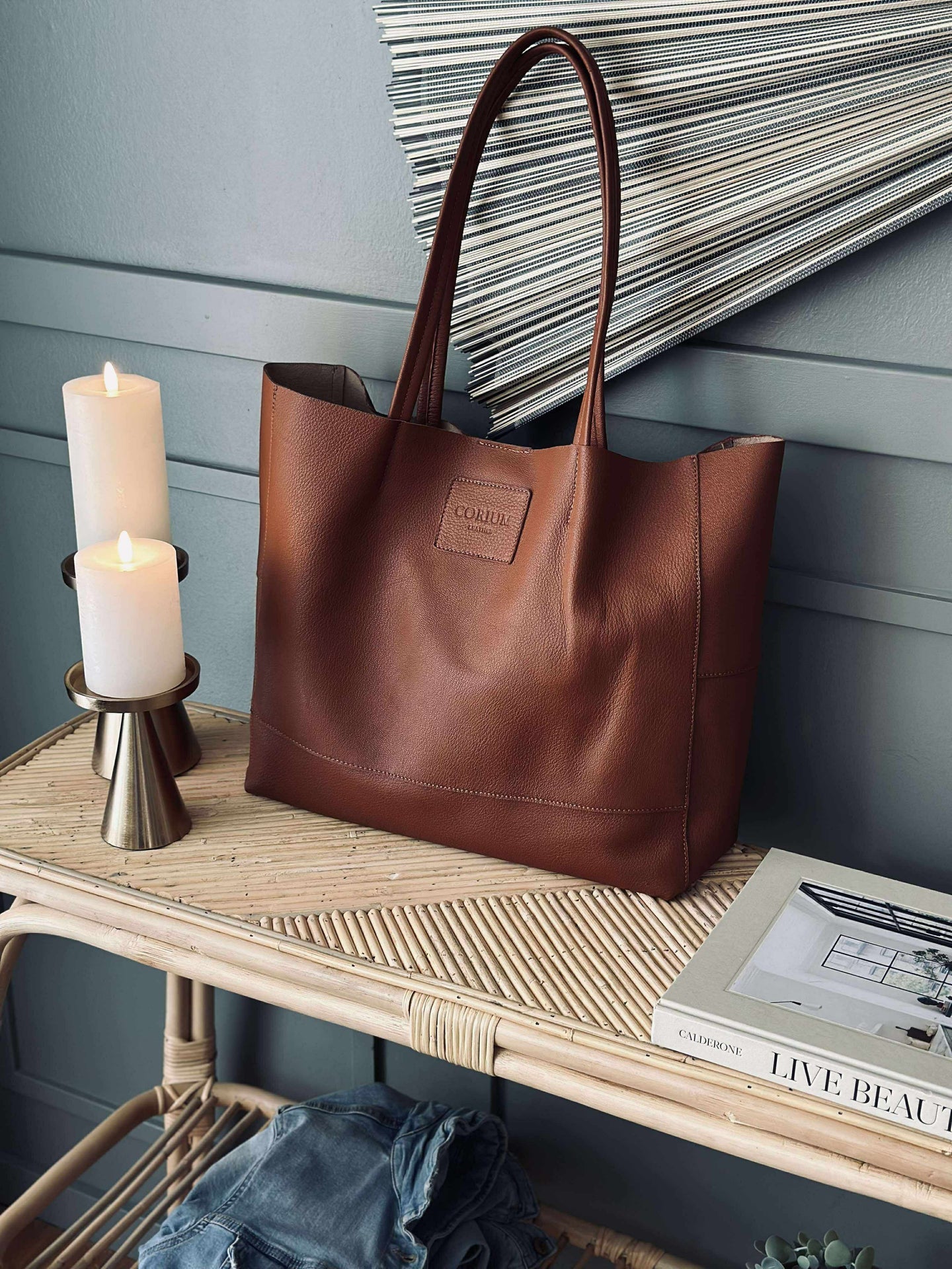 Shopper Daily i mykt skinn - Cognac