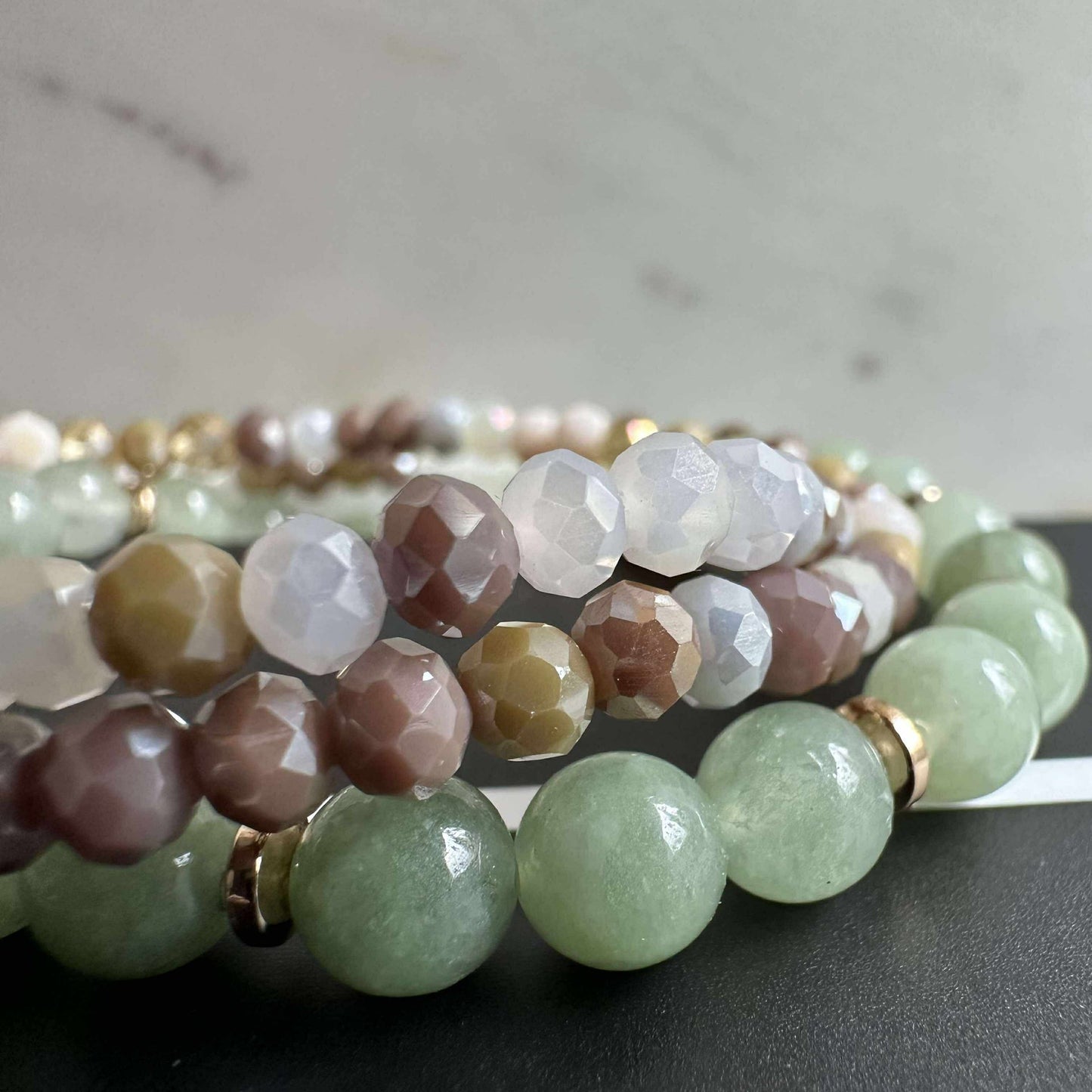 Armbånd Luna Jade Green – Sett med 3 stk