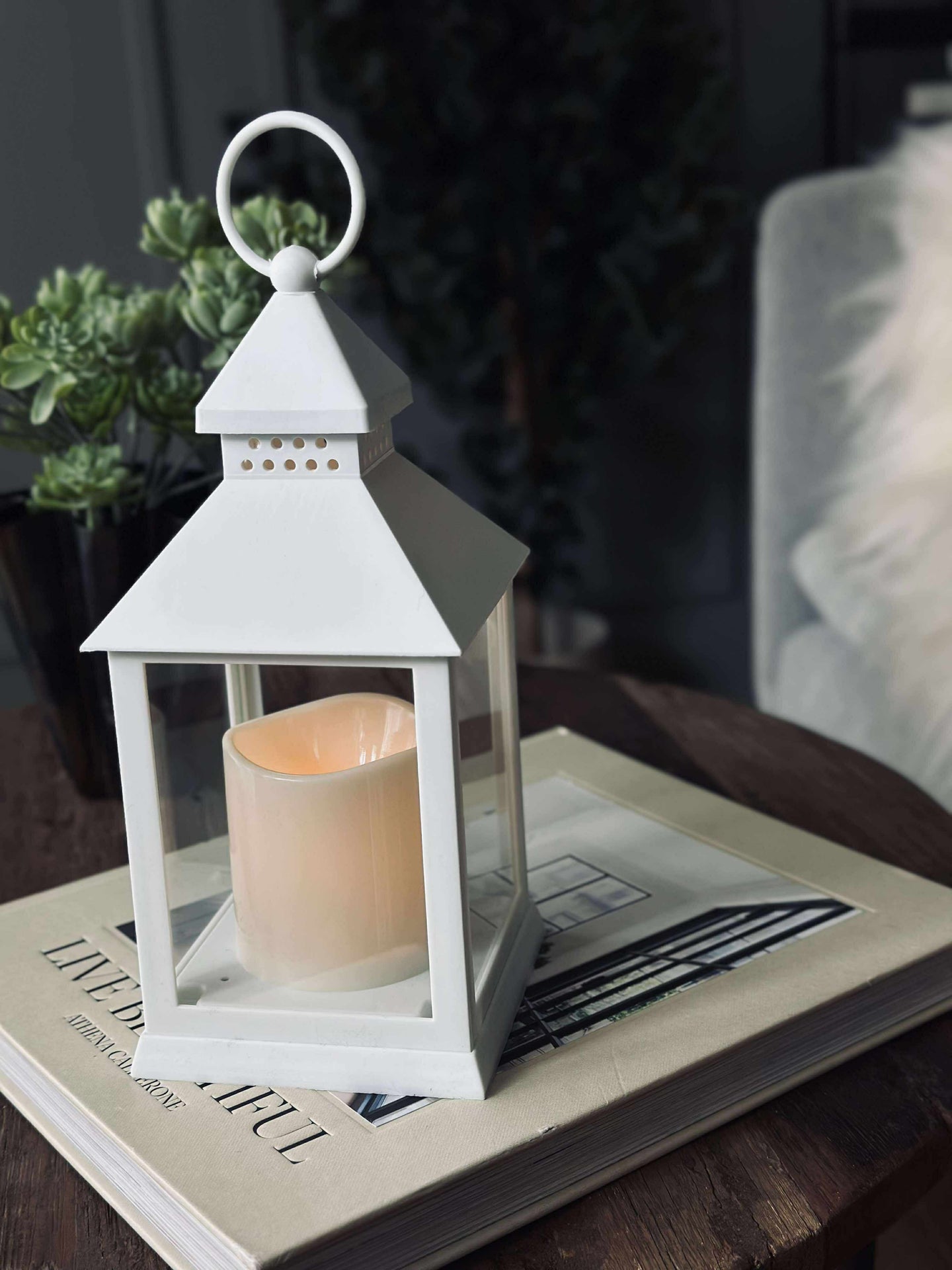 Lanterne m. timer - White