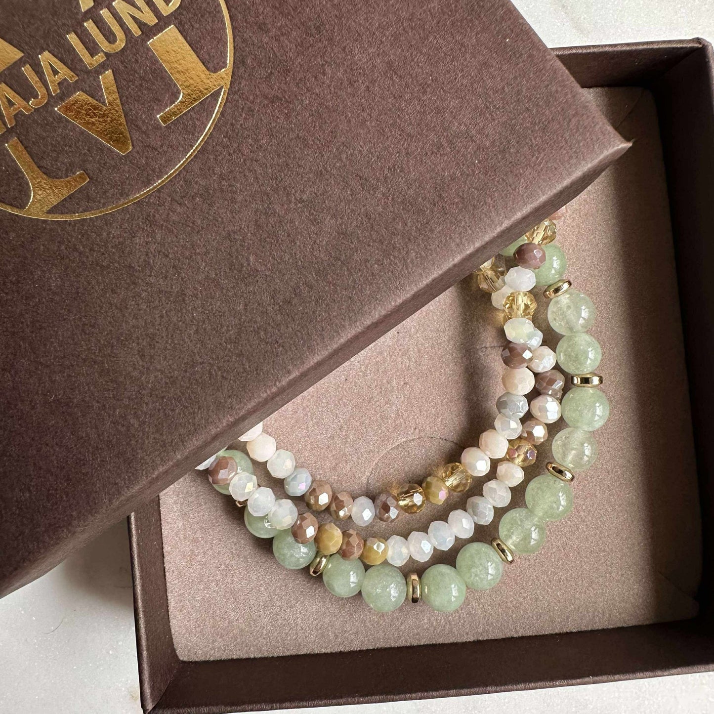 Armbånd Luna Jade Green – Sett med 3 stk