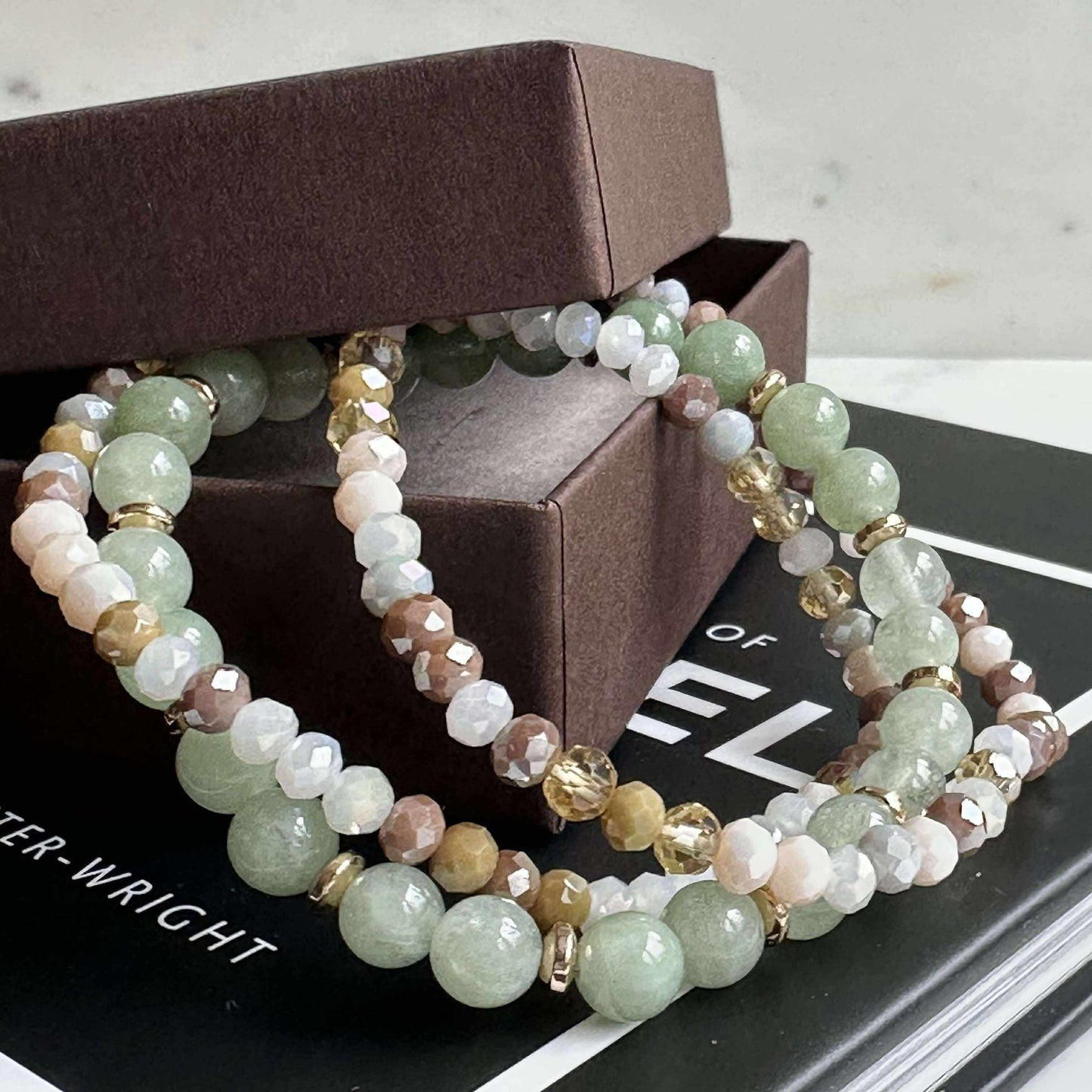 Armbånd Luna Jade Green – Sett med 3 stk
