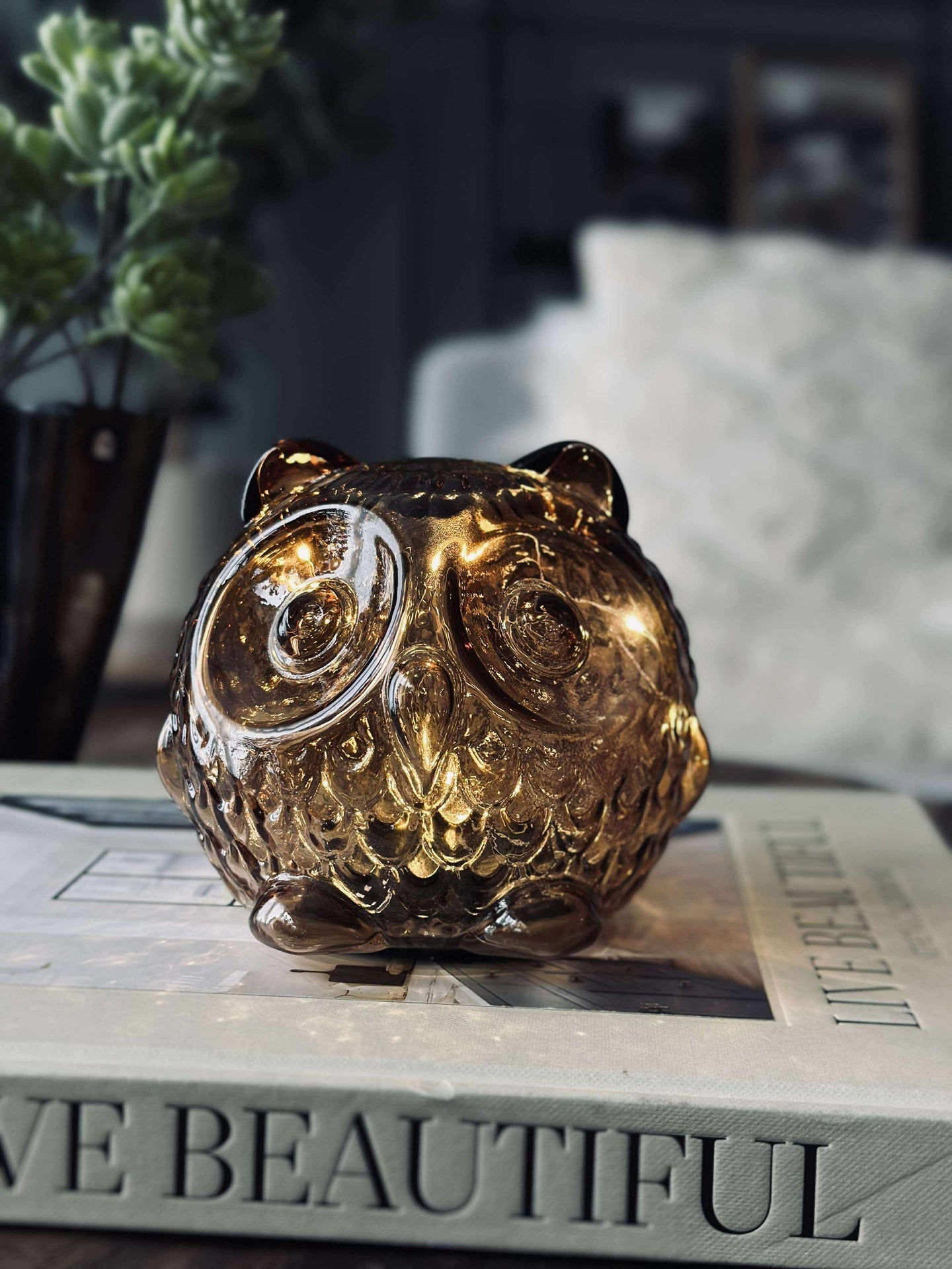 Ugle med LED-lys og timer - Small