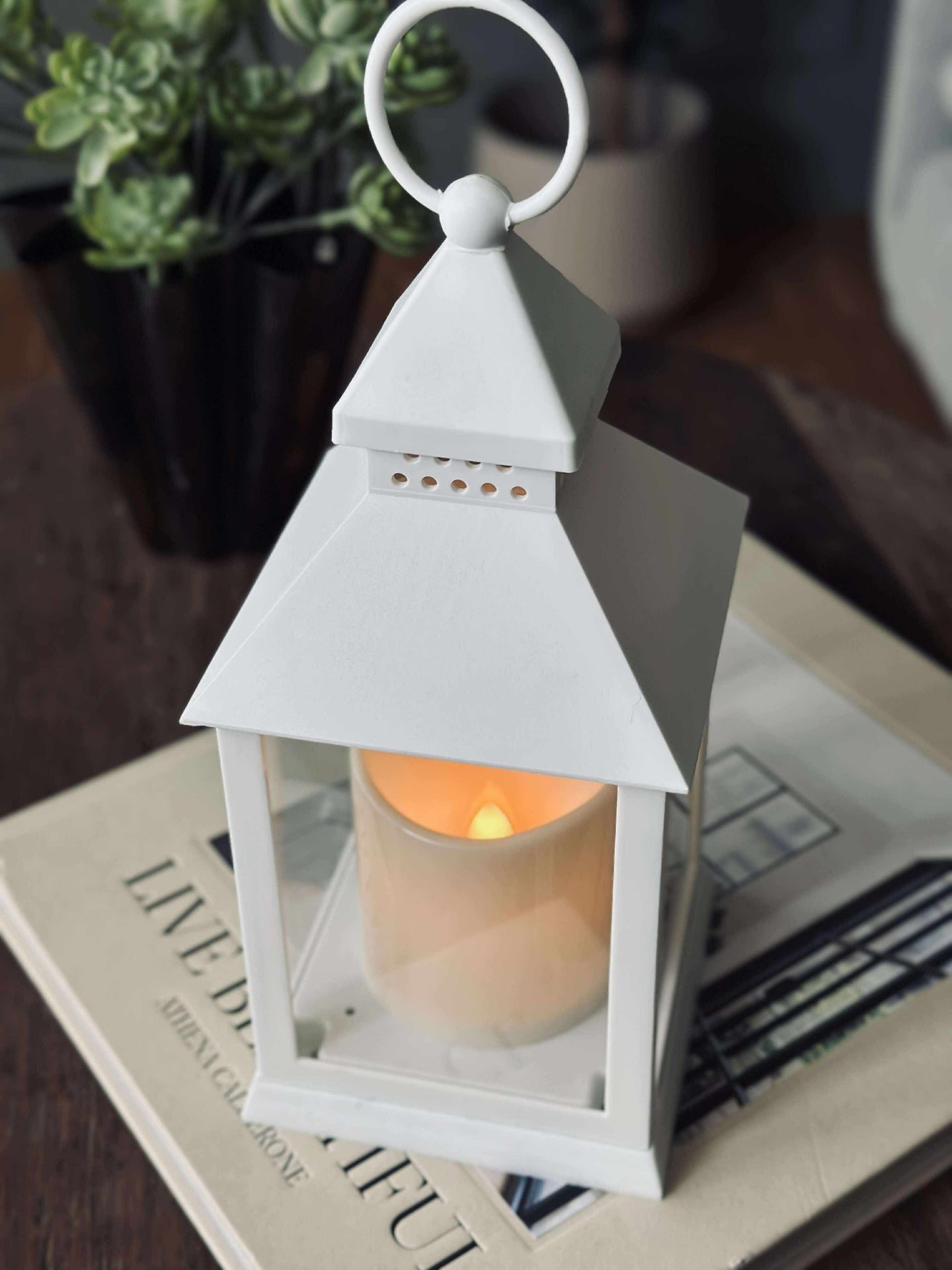 Lanterne m. timer - White