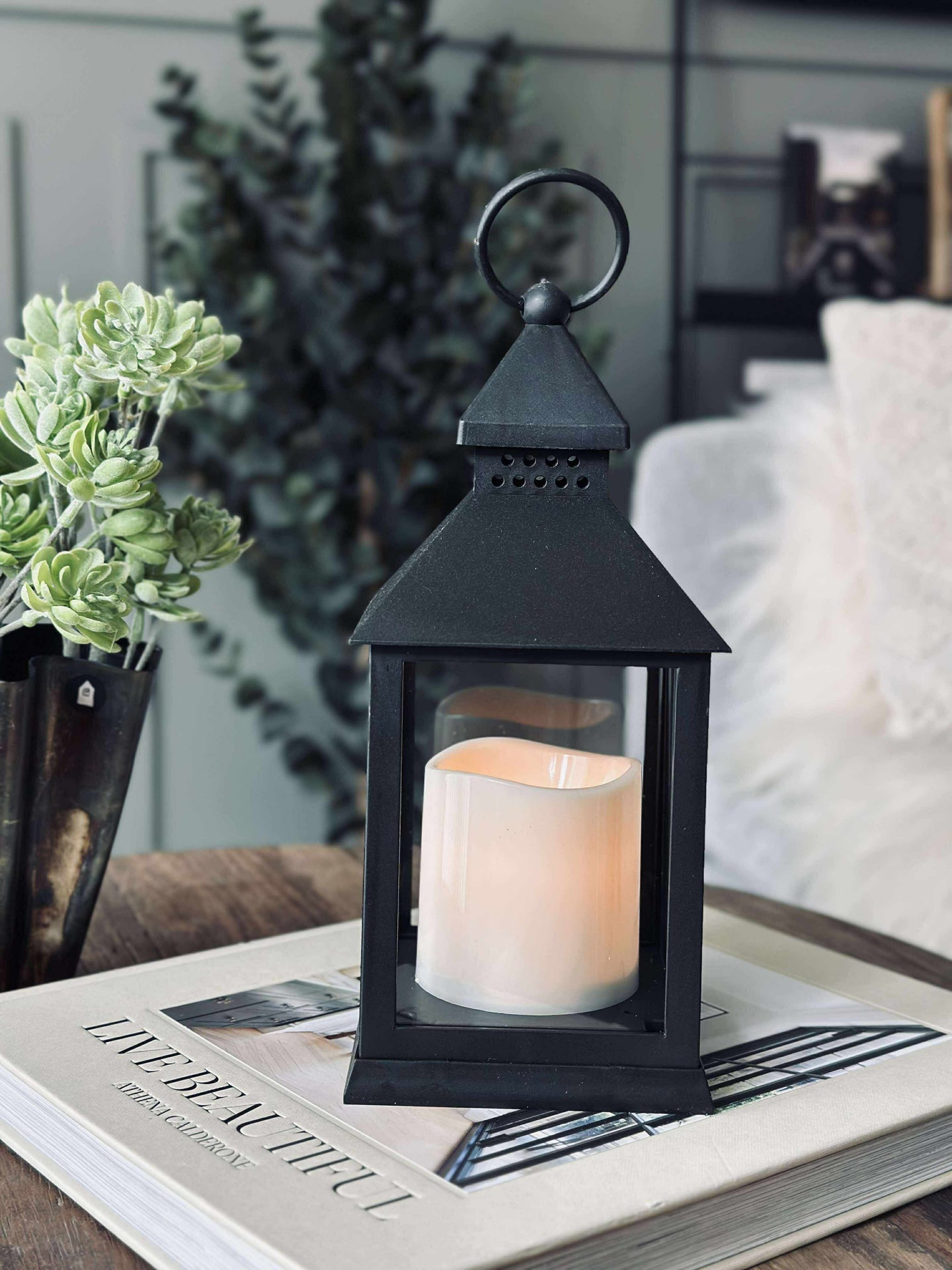Lanterne m. timer - Svart
