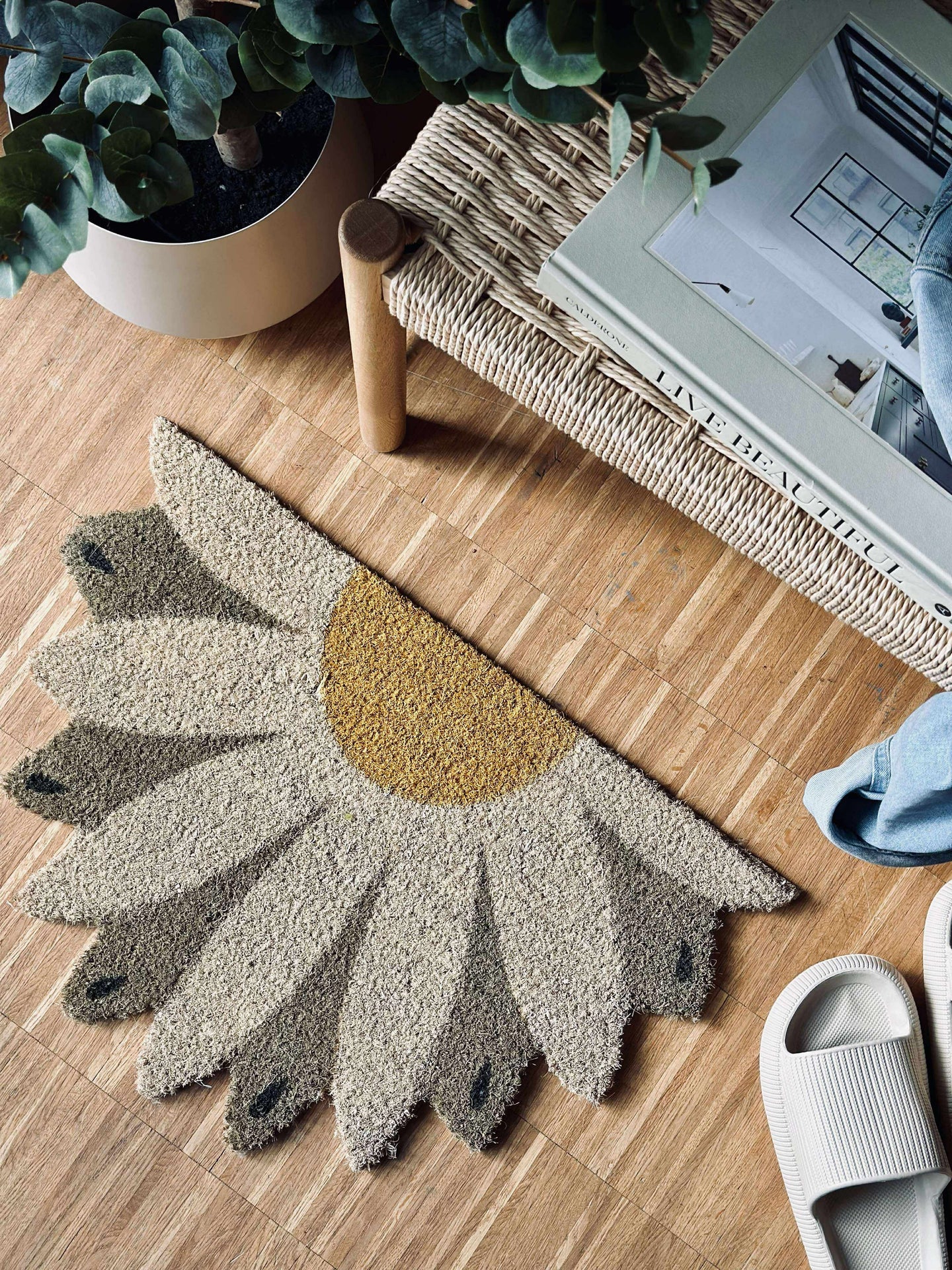 Dørmatte Blomst beige