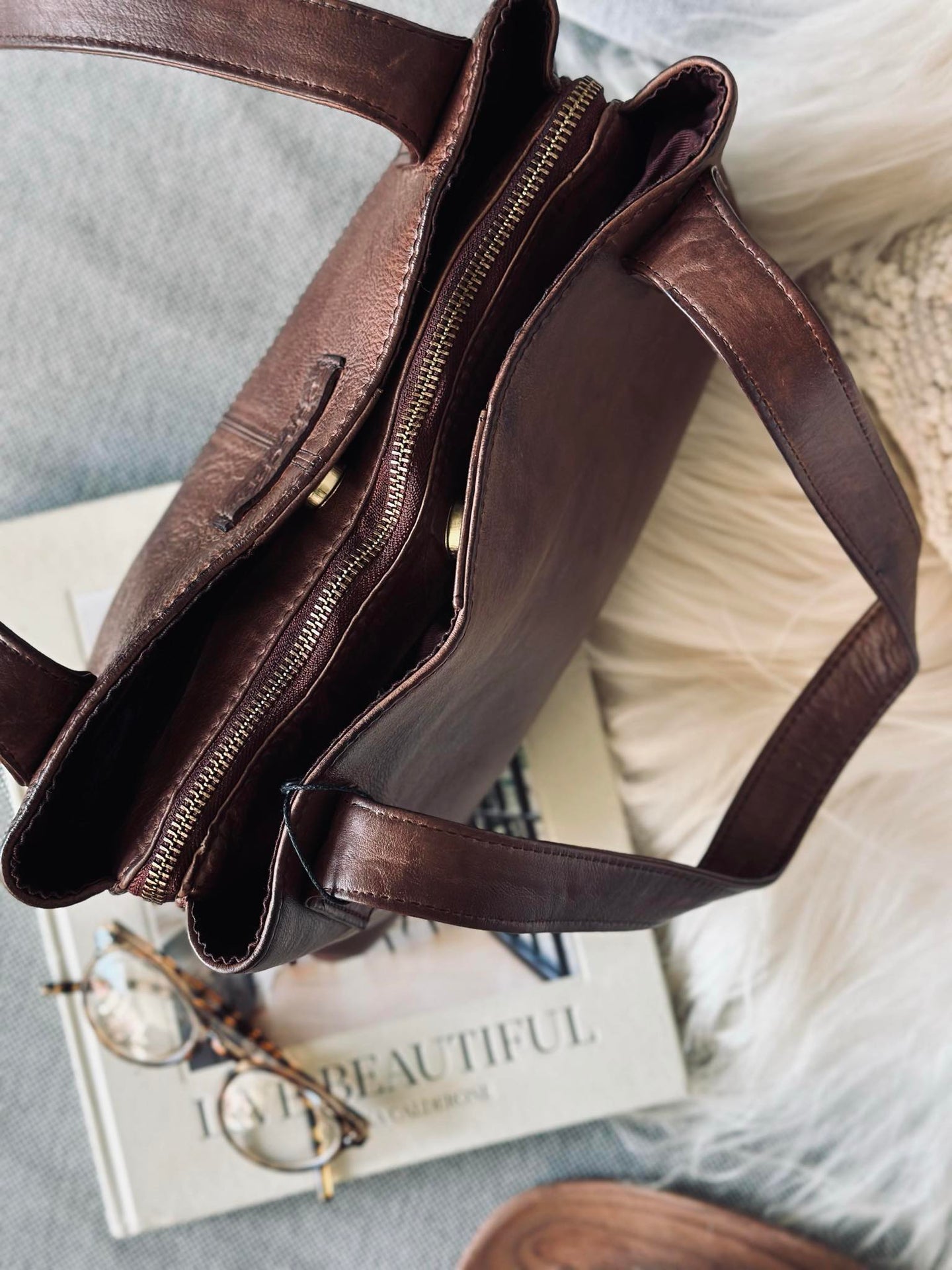Skulderveske - Brandy leather
