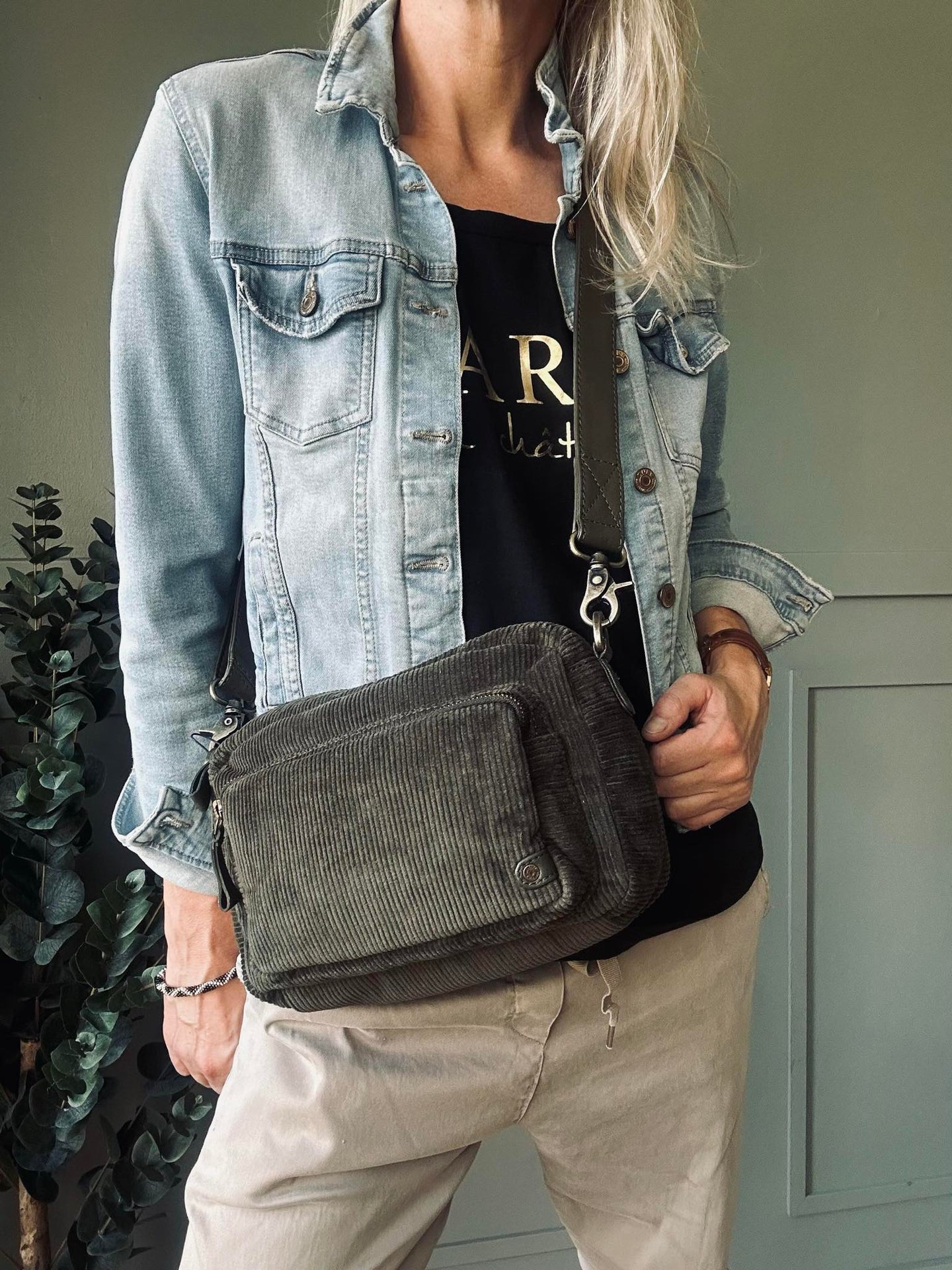 Crossbody Army fløyel