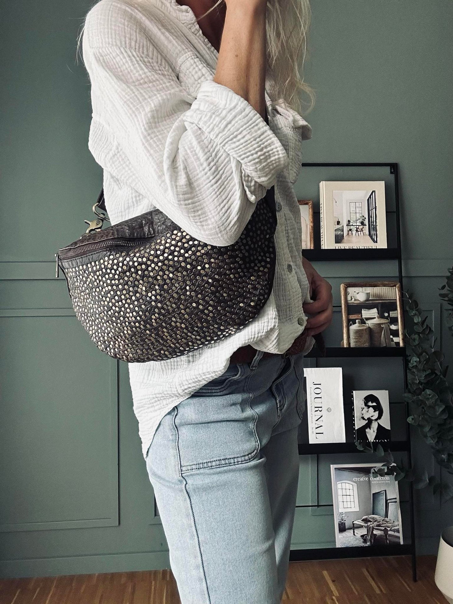 Bumbag Deluxe med nitter - Brun