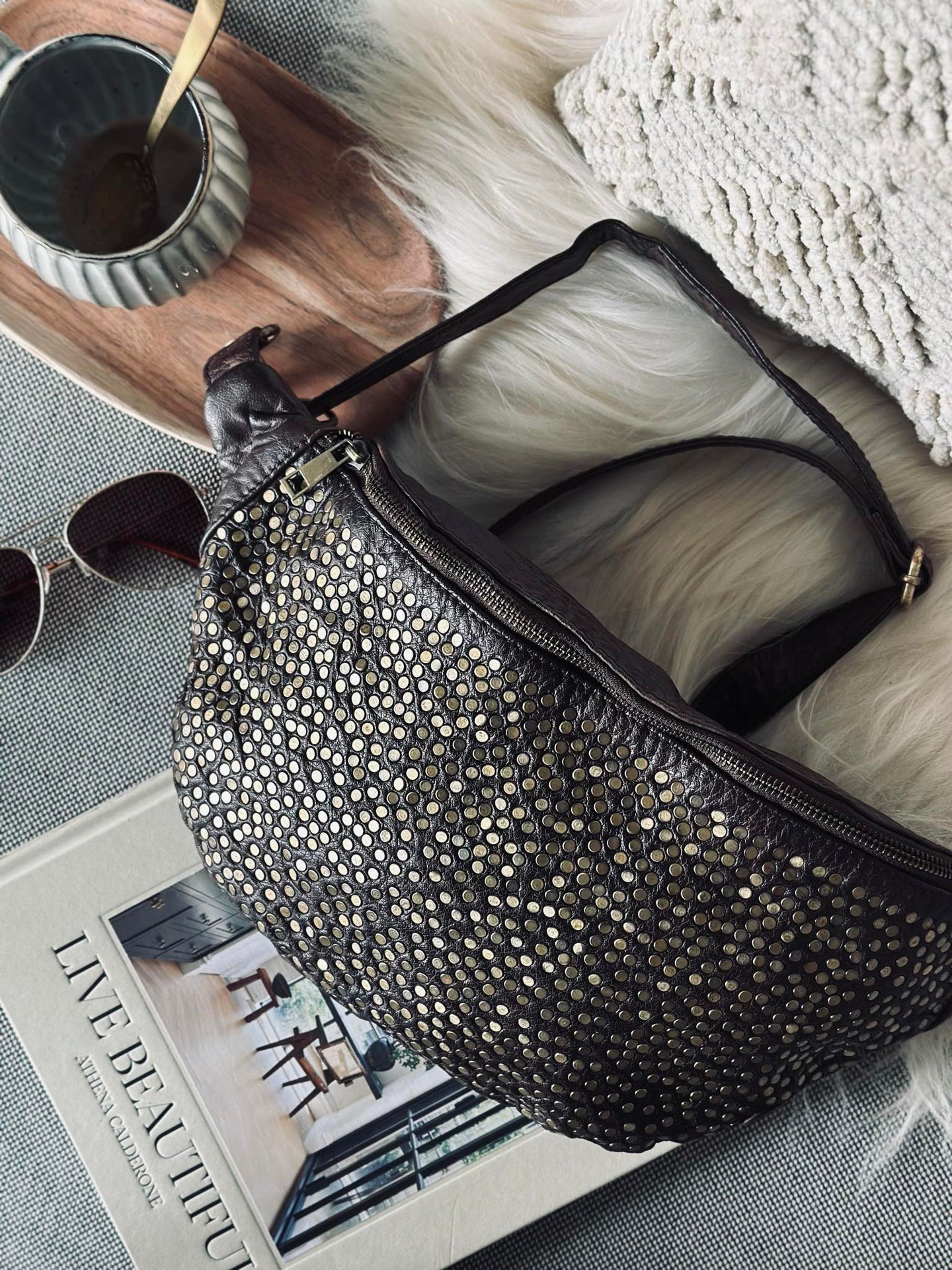 Bumbag Deluxe med nitter - Brun