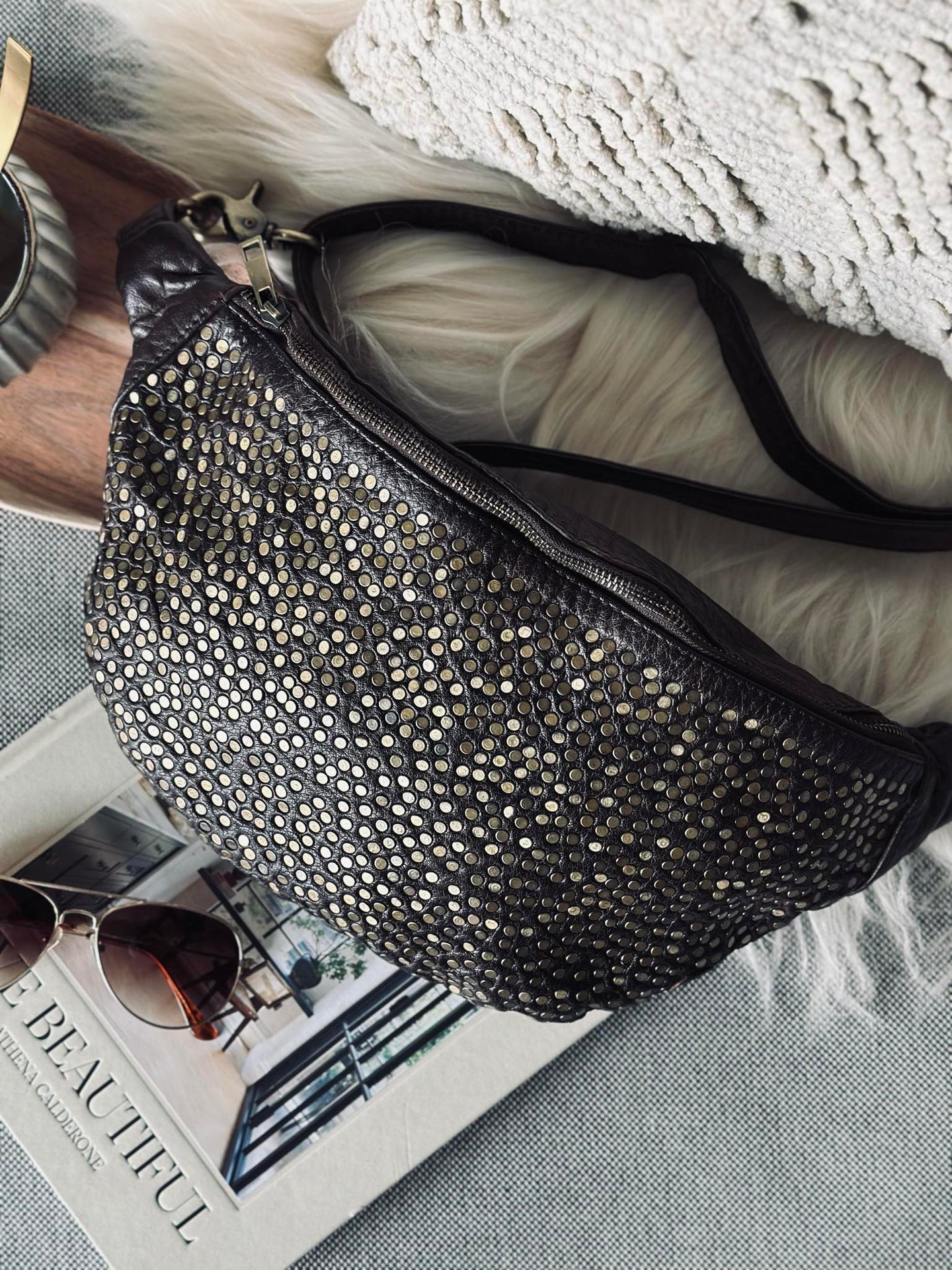 Bumbag Deluxe med nitter - Brun
