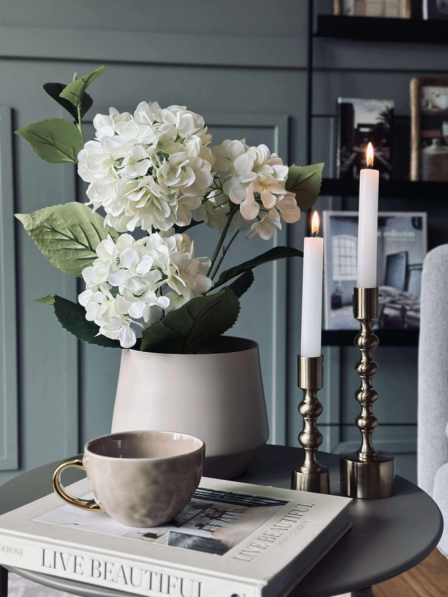 Hortensia i potte - Hvit