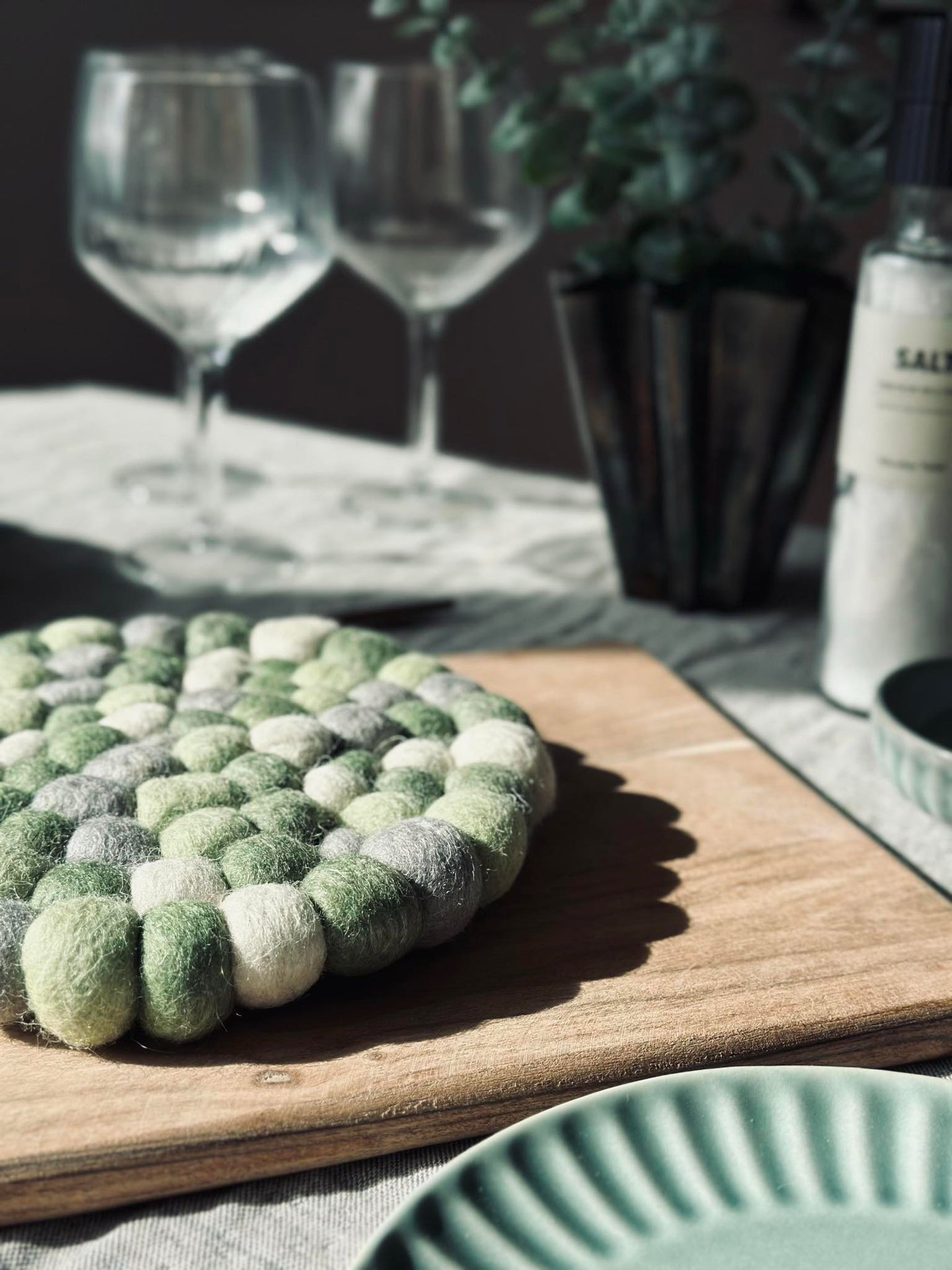 Bordskåner DOTS - Grønn ullmiks