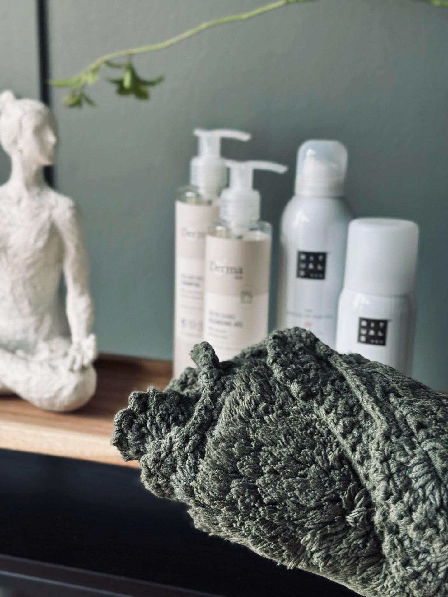 Badematte COTTON Oliven